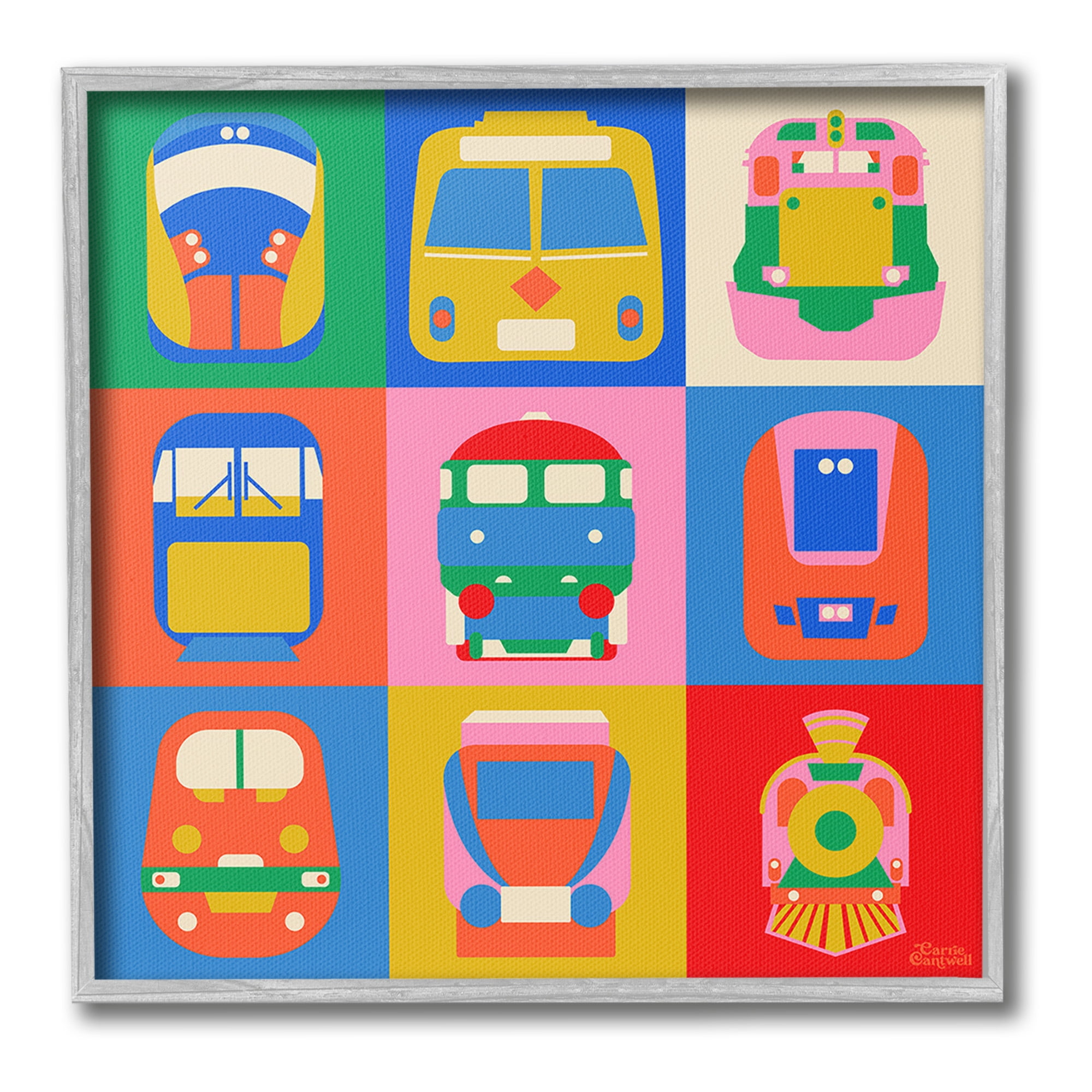 Stupell Industries Various Bold Vehicles Transportation Painting Gray Framed Art Print Wall Art, 12 x 12