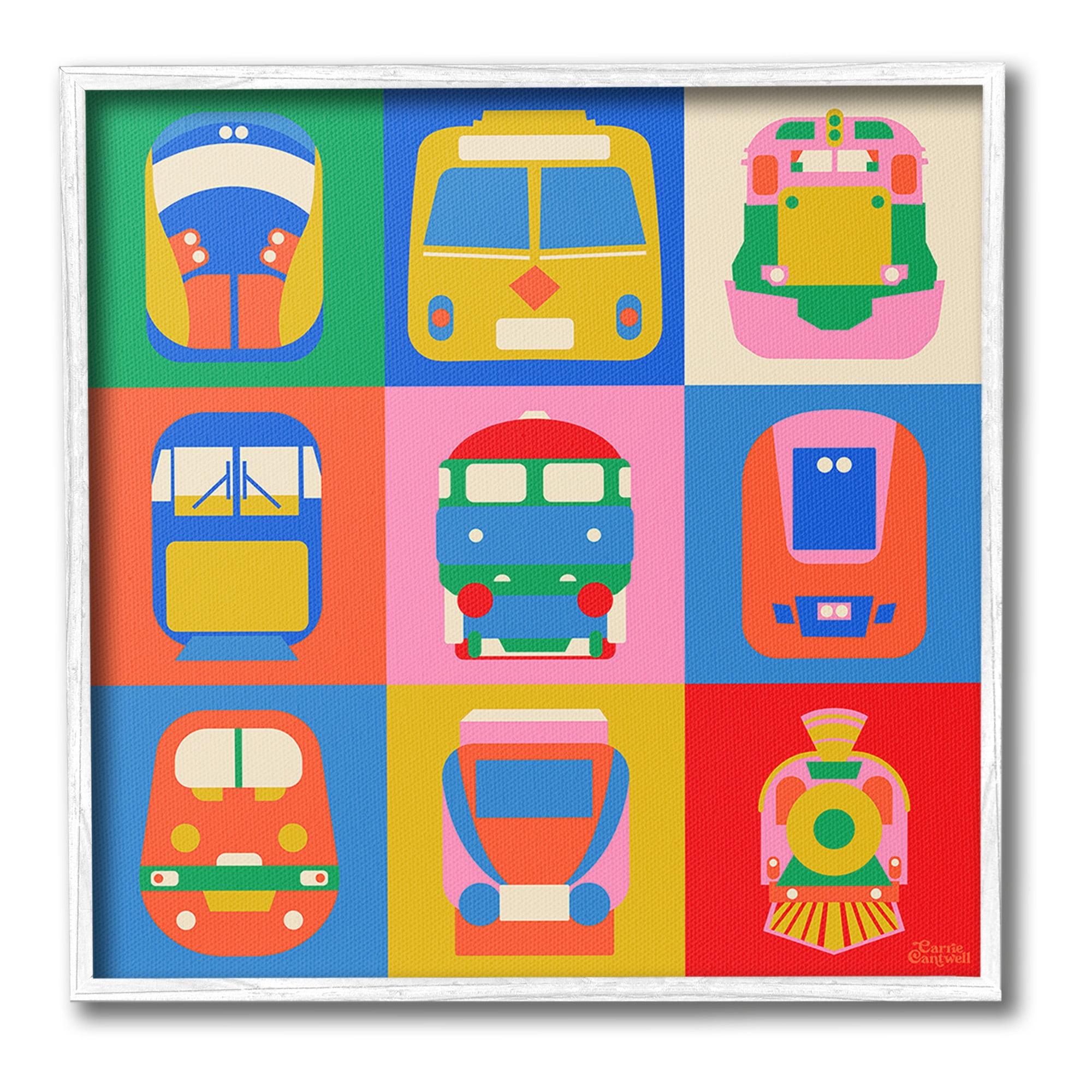 Stupell Industries Various Bold Vehicles Transportation Painting White Framed Art Print Wall Art, 17 x 17