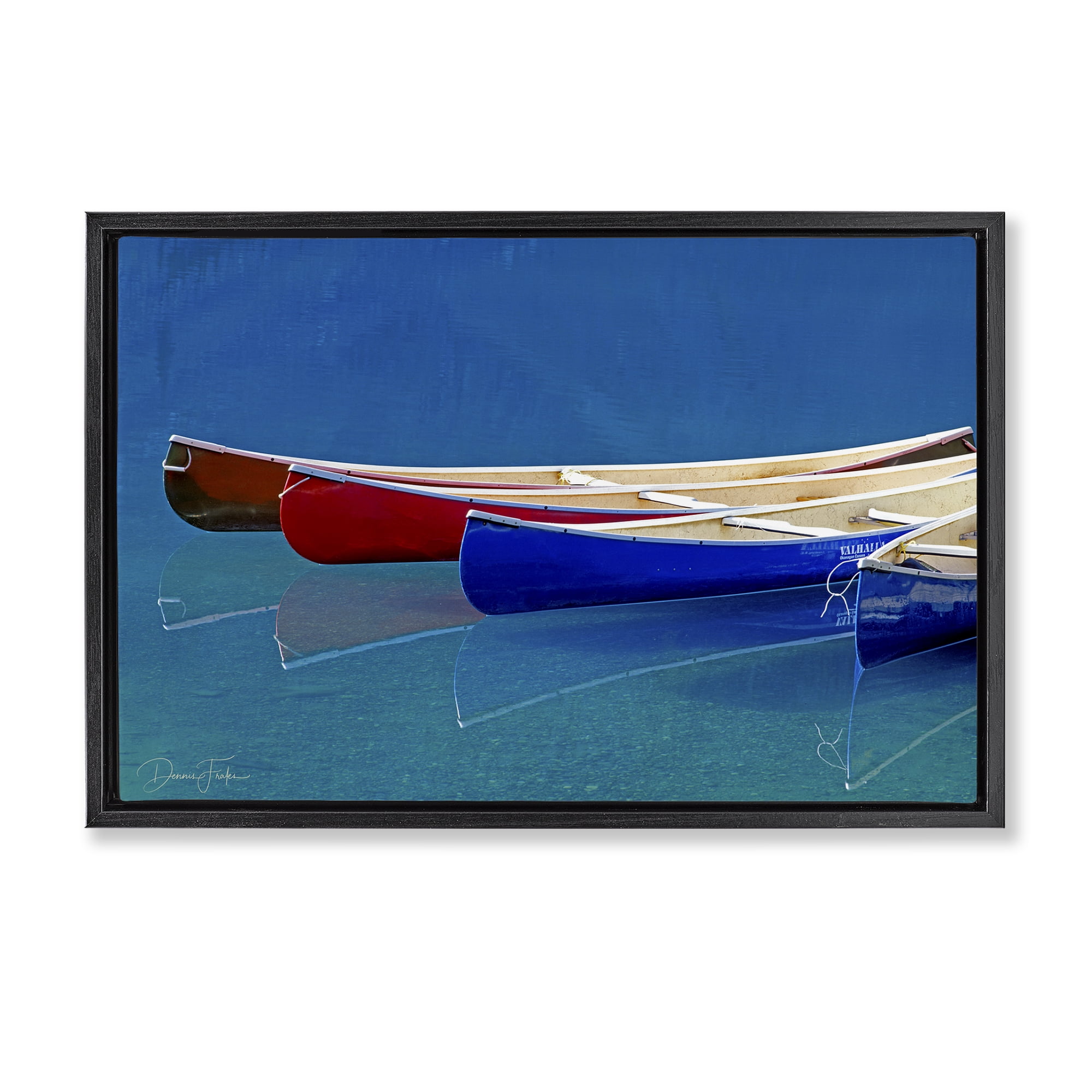 Stupell Industries Various Canoe Boats Transportation Photography Black Floater Framed Canvas Art Print Wall Art, 25 x 17