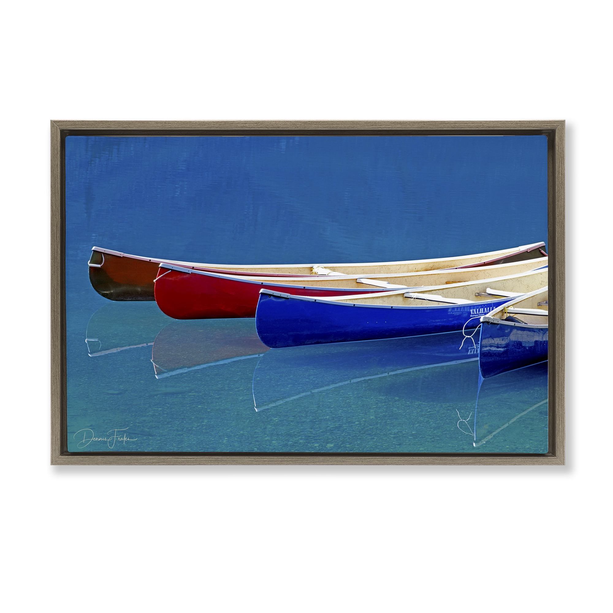 Stupell Industries Various Canoe Boats Transportation Photography Brown Floater Framed Canvas Art Print Wall Art, 25 x 17