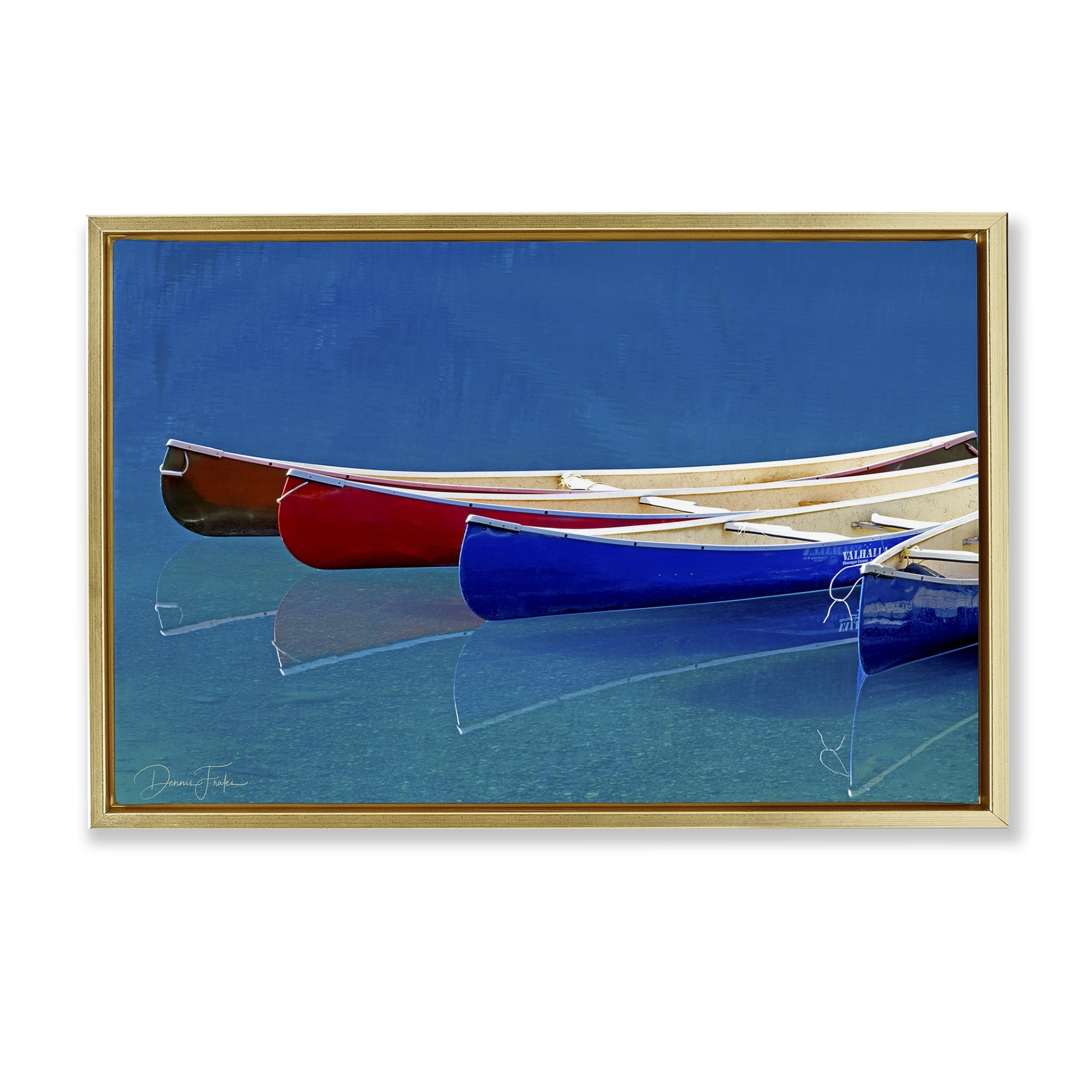 Stupell Industries Various Canoe Boats Transportation Photography Gold Floater Framed Canvas Art Print Wall Art, 25 x 17