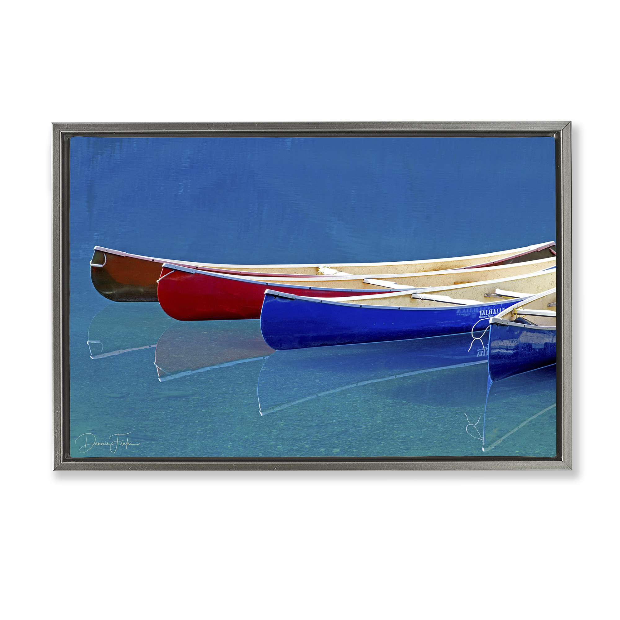 Stupell Industries Various Canoe Boats Transportation Photography Gray Floater Framed Canvas Art Print Wall Art, 31 x 21