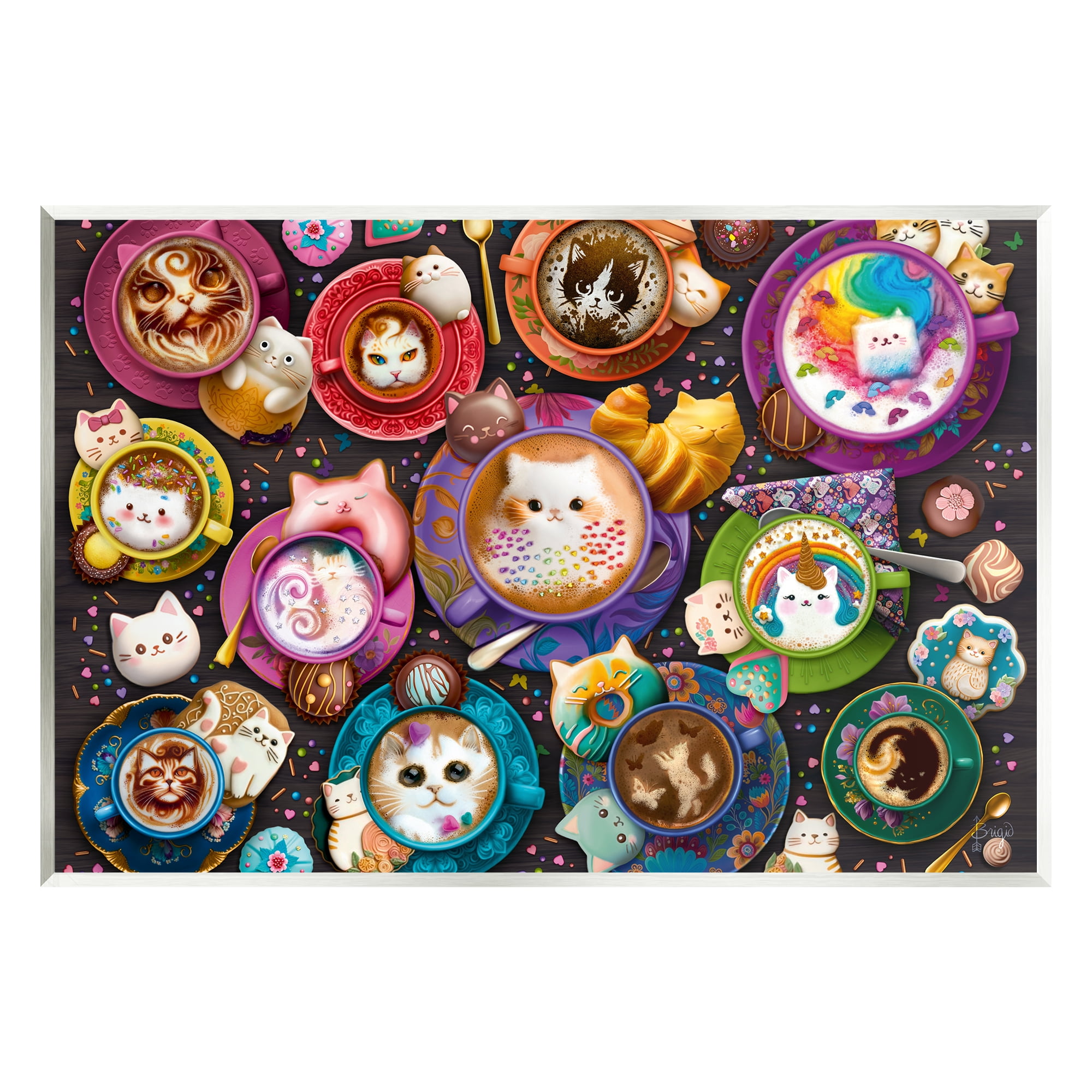 Stupell Industries Various Cat Lattes Food & Beverage Painting Unframed Art Print Wall Art, 15 x 10