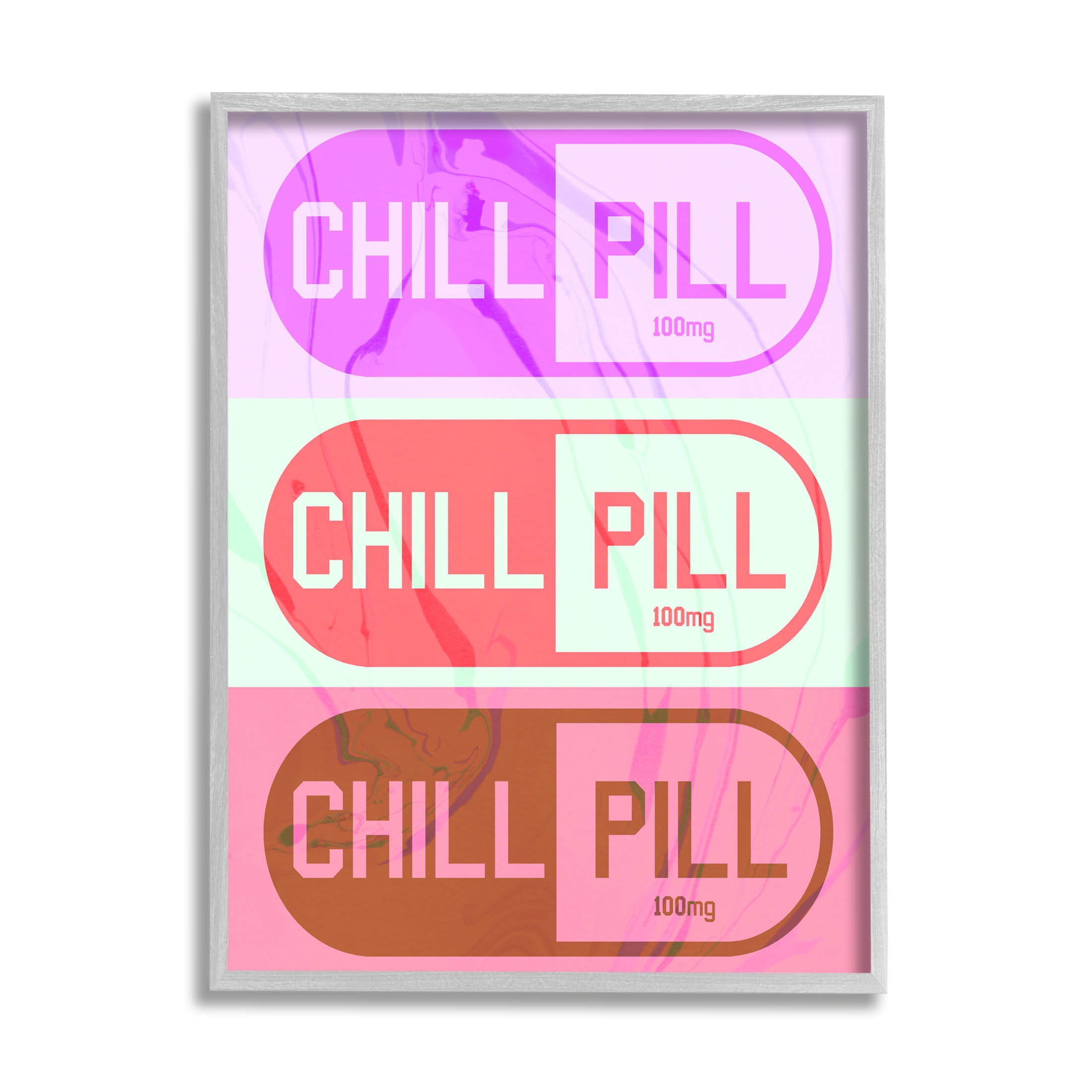 Stupell Industries Various Chill Pill Shapes Graphic Art Gray Framed Art Print Wall Art, Design by Daphne Polselli