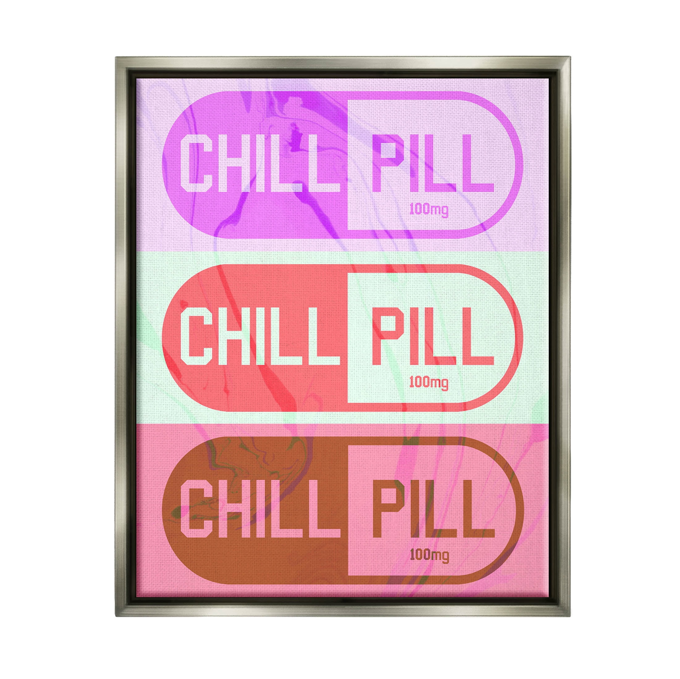 Stupell Industries Various Chill Pill Shapes Graphic Art Luster Gray Floating Framed Canvas Print Wall Art, Design by Daphne Polselli