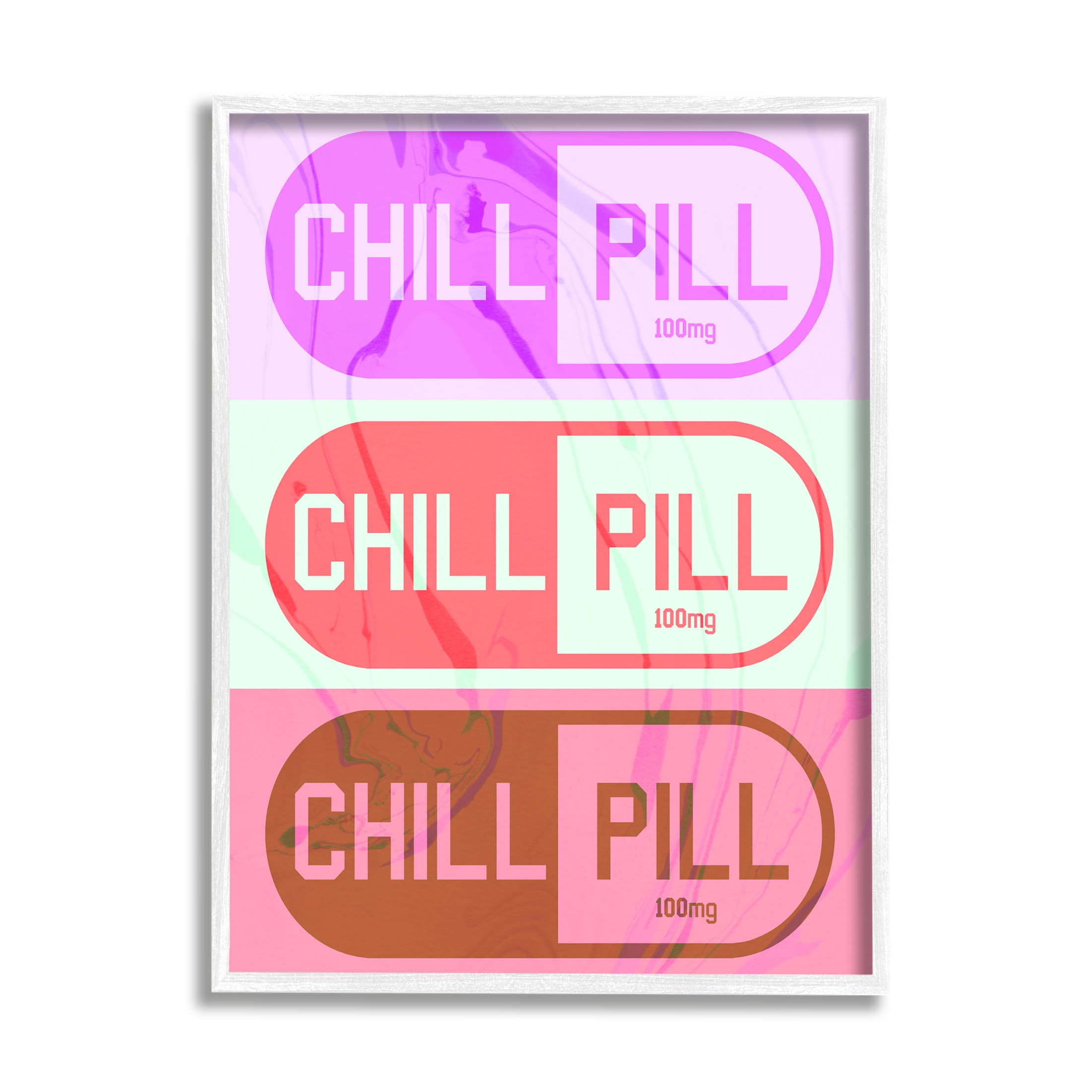 Stupell Industries Various Chill Pill Shapes Graphic Art White Framed Art Print Wall Art, Design by Daphne Polselli