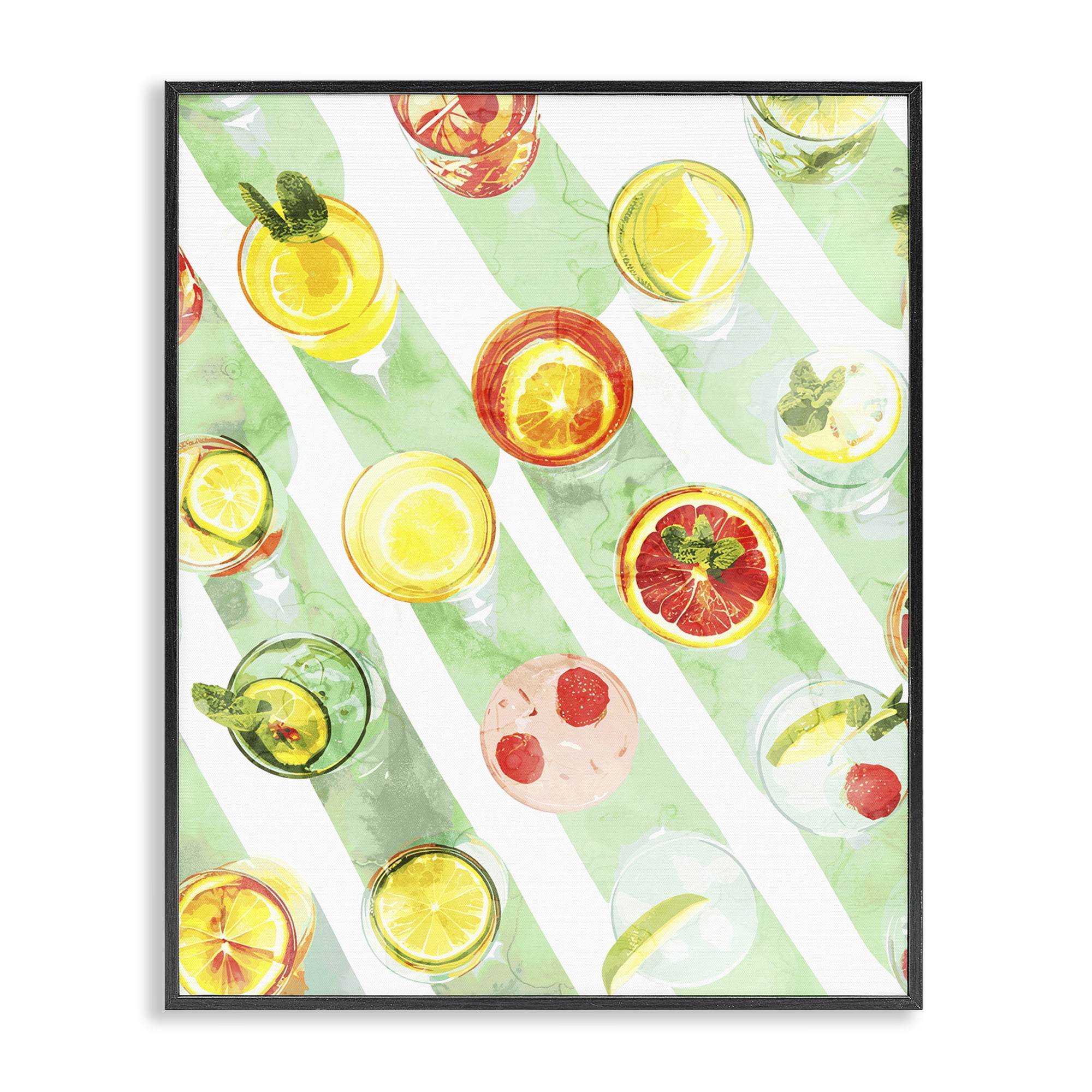 Stupell Industries Various Cocktails Aerial View Food & Beverage Painting Black Framed Art Print Wall Art, 11 x 14