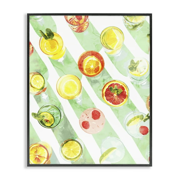 Stupell Industries Various Cocktails Aerial View Food & Beverage Painting Black Framed Art Print Wall Art, 11 x 14