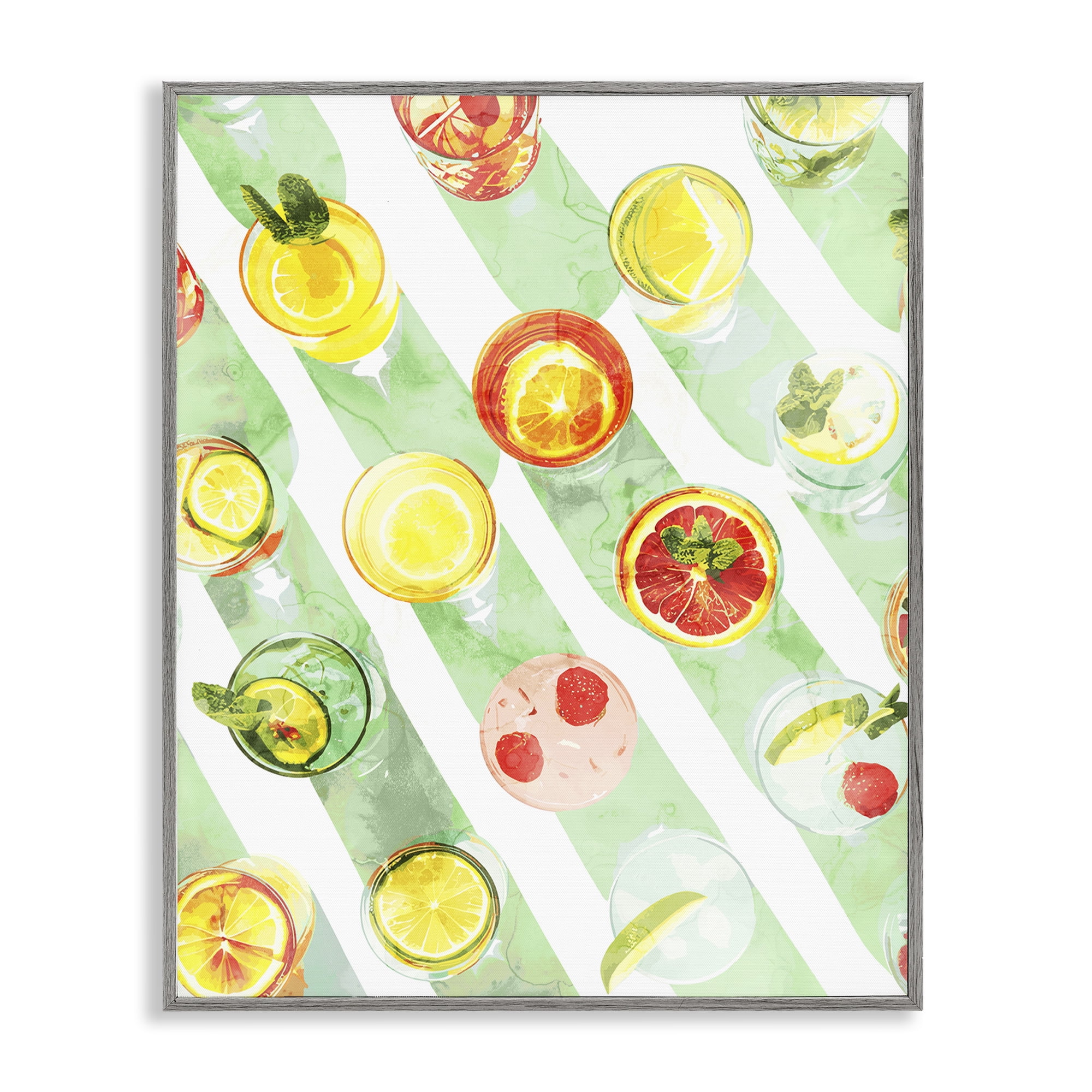 Stupell Industries Various Cocktails Aerial View Food & Beverage Painting Gray Framed Art Print Wall Art, 11 x 14