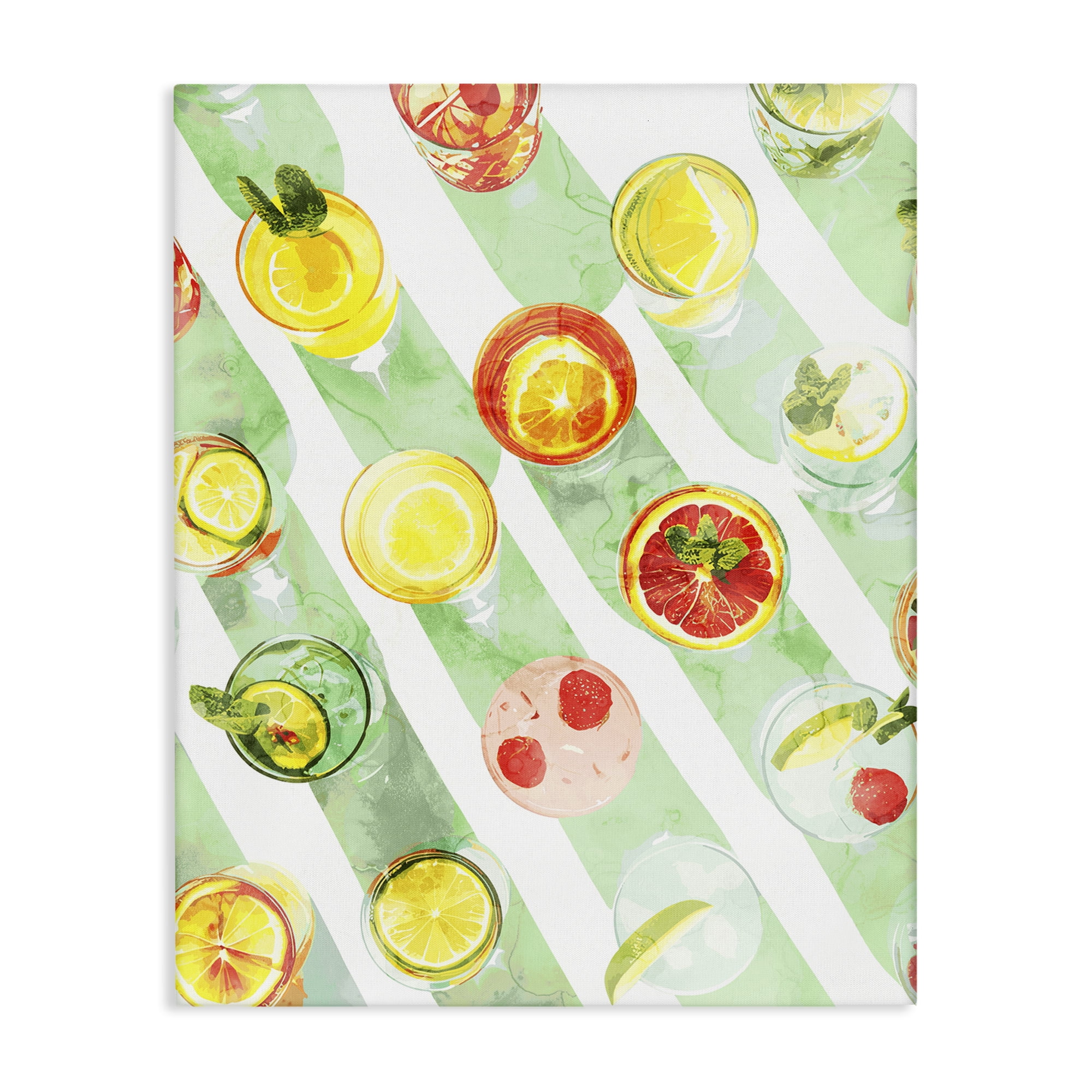 Stupell Industries Various Cocktails Aerial View Food & Beverage Painting Wrapped Canvas Art Print Wall Art, 30 x 40