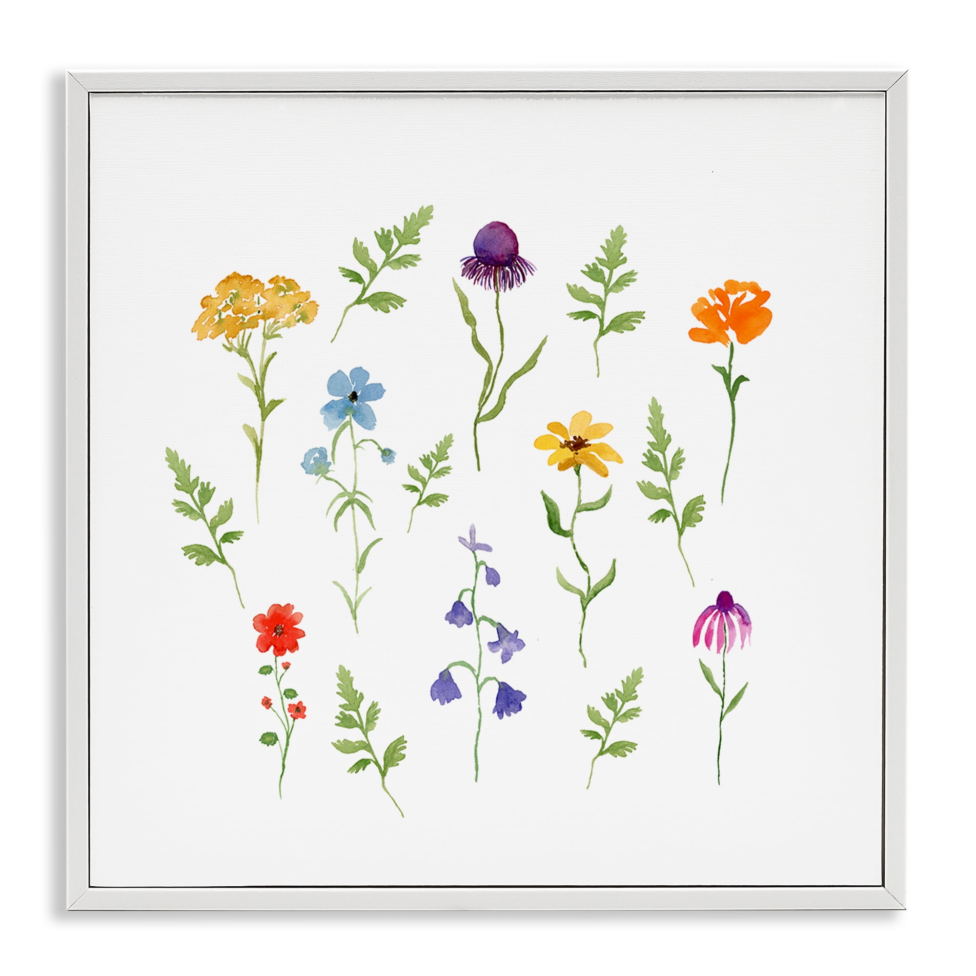 Stupell Industries Various Cottage Herbs Plants & Flowers Painting White Framed Art Print Wall Art, 24 x 24