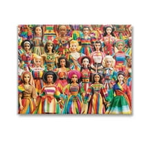 Stupell Industries Various Cultural Dolls Novelty Painting Gallery Wrapped Canvas Art Print Wall Art, 20 x 16