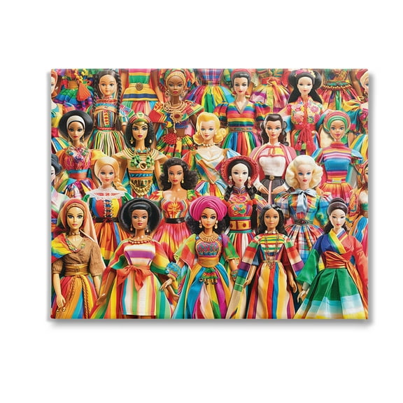 Stupell Industries Various Cultural Dolls Novelty Painting Gallery Wrapped Canvas Art Print Wall Art, 20 x 16