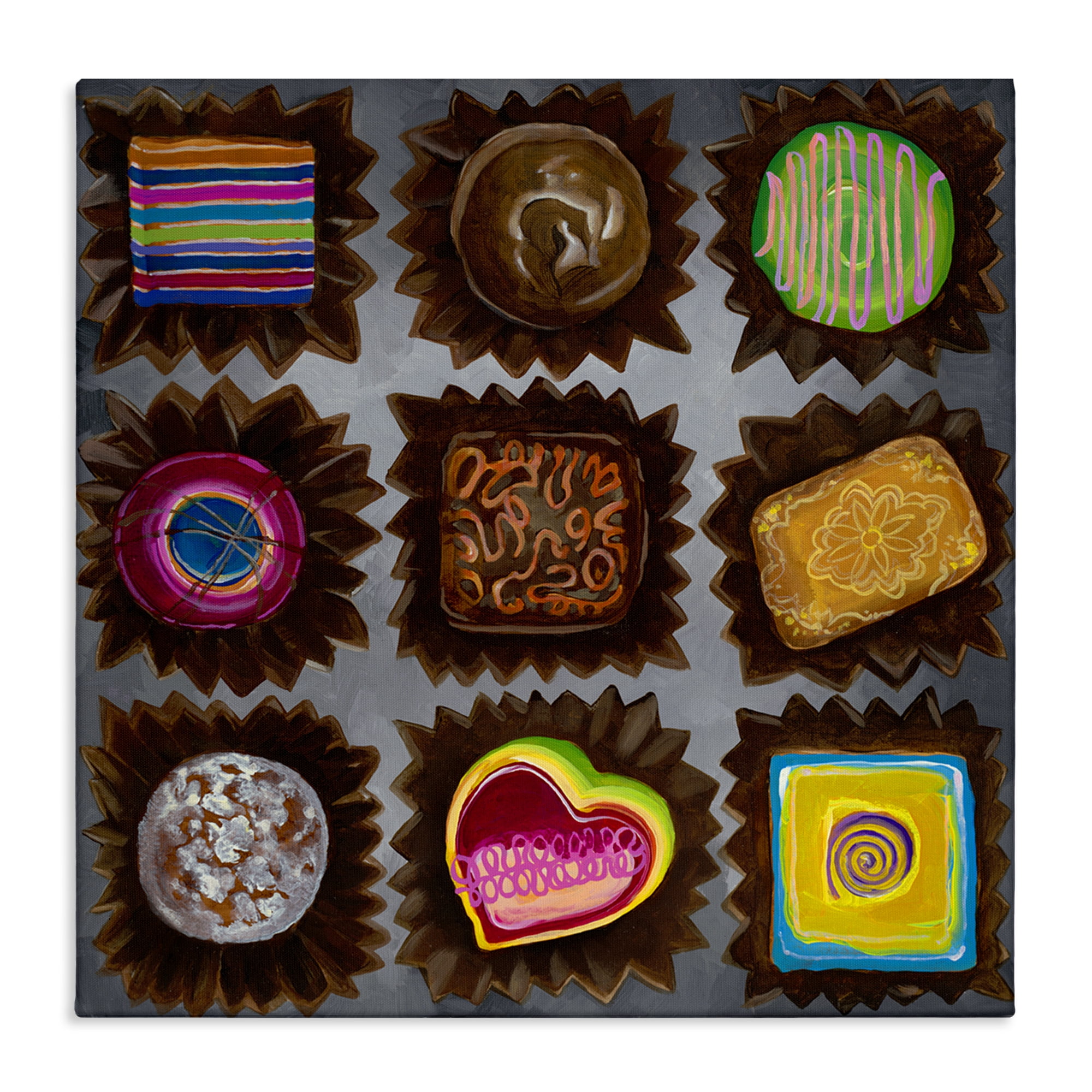 Stupell Industries Various Dessert Chocolates Food & Beverage Painting Wrapped Canvas Art Print Wall Art, 17 x 17
