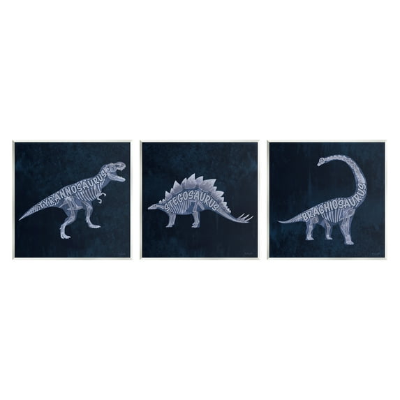 Stupell Industries Various Dinosaur Skeletons Animals & Insects Painting Unframed Art Print Wall Art, 12 x 12