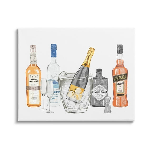 Stupell Industries Various Drink Liquor Bottles Graphic Art Gallery Wrapped Canvas Print Wall Art, Design by Ziwei Li