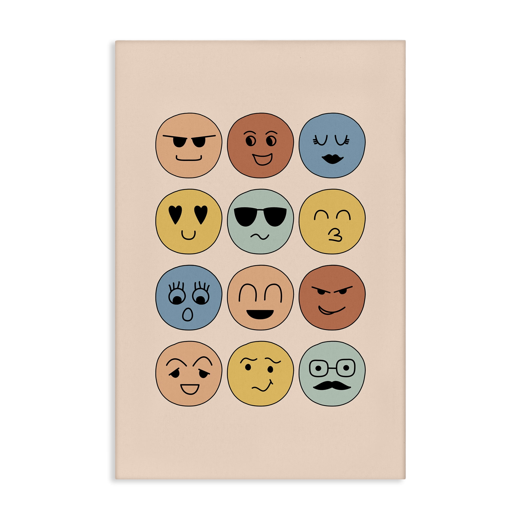 Stupell Industries Various Expression Smileys Novelty Painting Gallery Wrapped Canvas Art Print Wall Art, 24 x 36