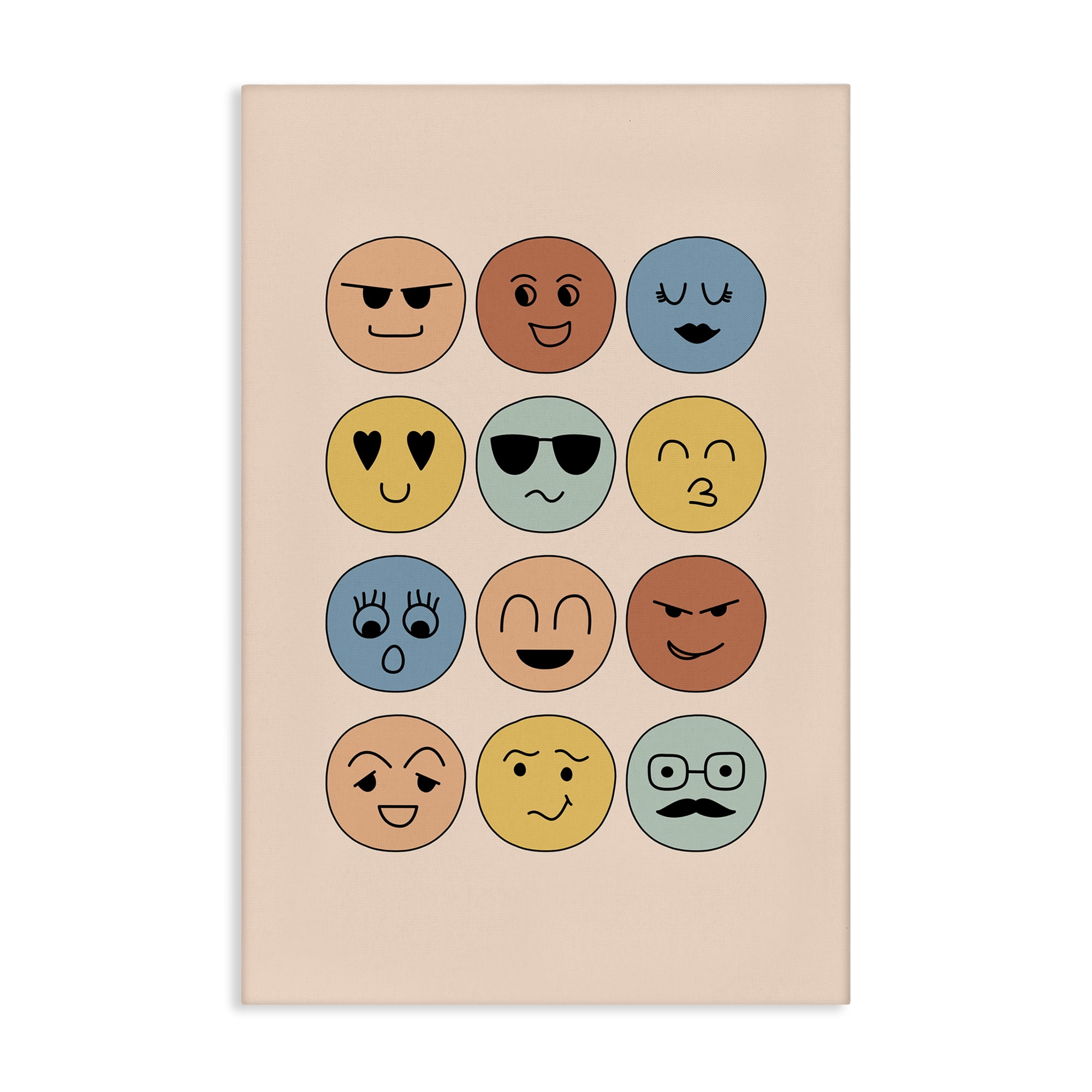 Stupell Industries Various Expression Smileys Novelty Painting Gallery Wrapped Canvas Art Print Wall Art, 30 x 45