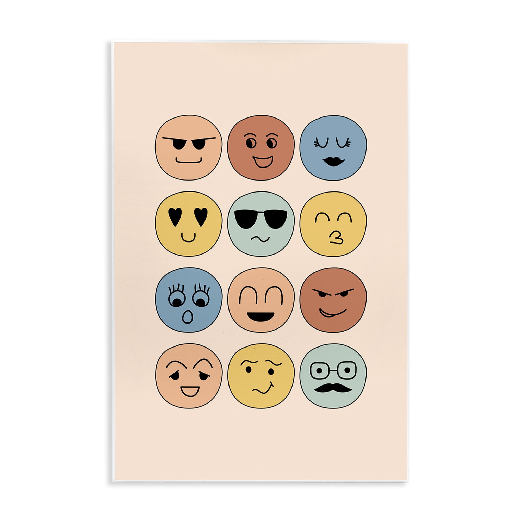 Stupell Industries Various Expression Smileys Novelty Painting Unframed Art Print Wall Art, 13 x 19