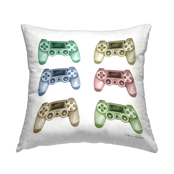 Stupell Industries Various Gaming Controllers Decorative Printed Throw Pillow Design by Sharon Kuplack