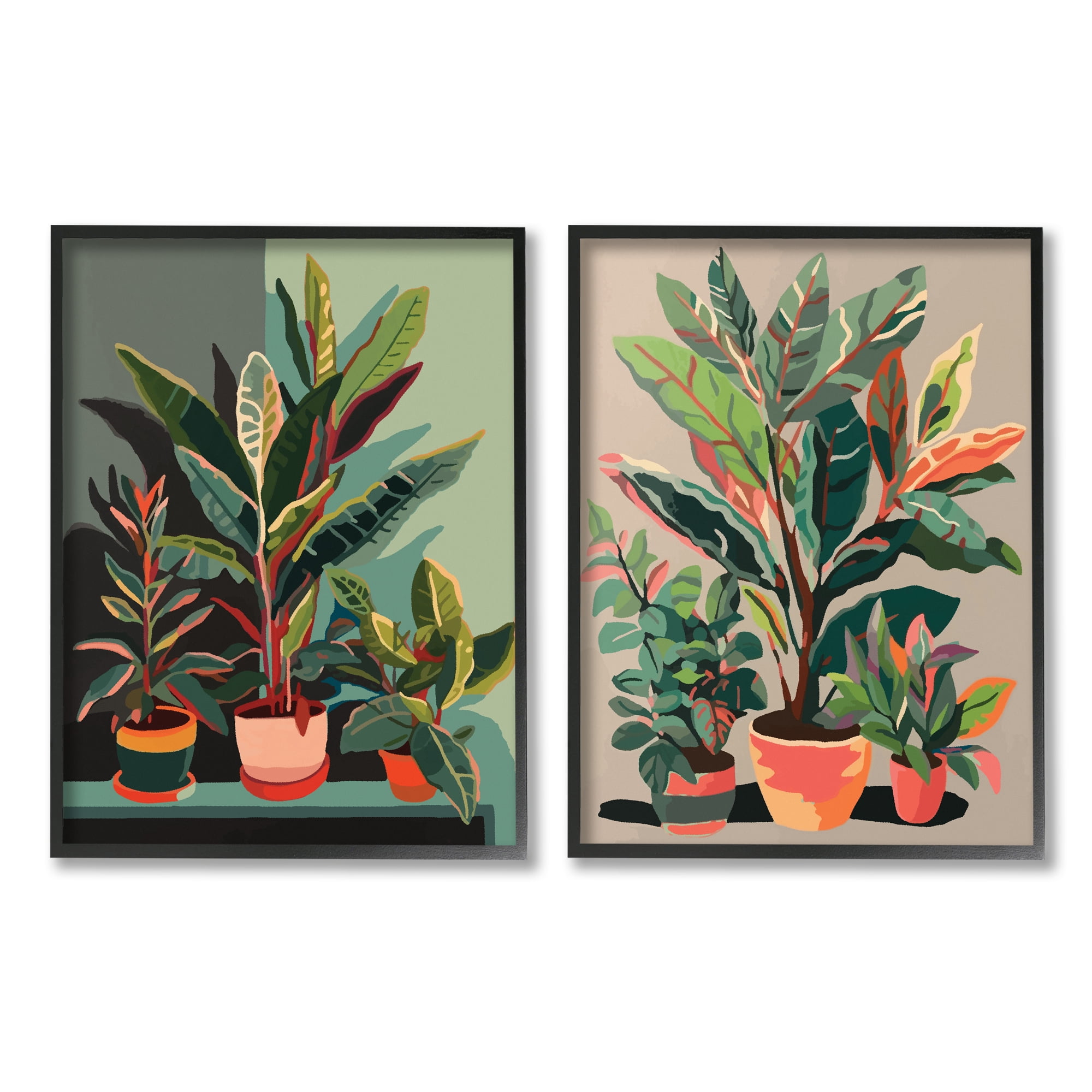 Stupell Industries Various House Plants Botanical & Floral Painting Black Framed Art Print Wall Art, 16 x 20