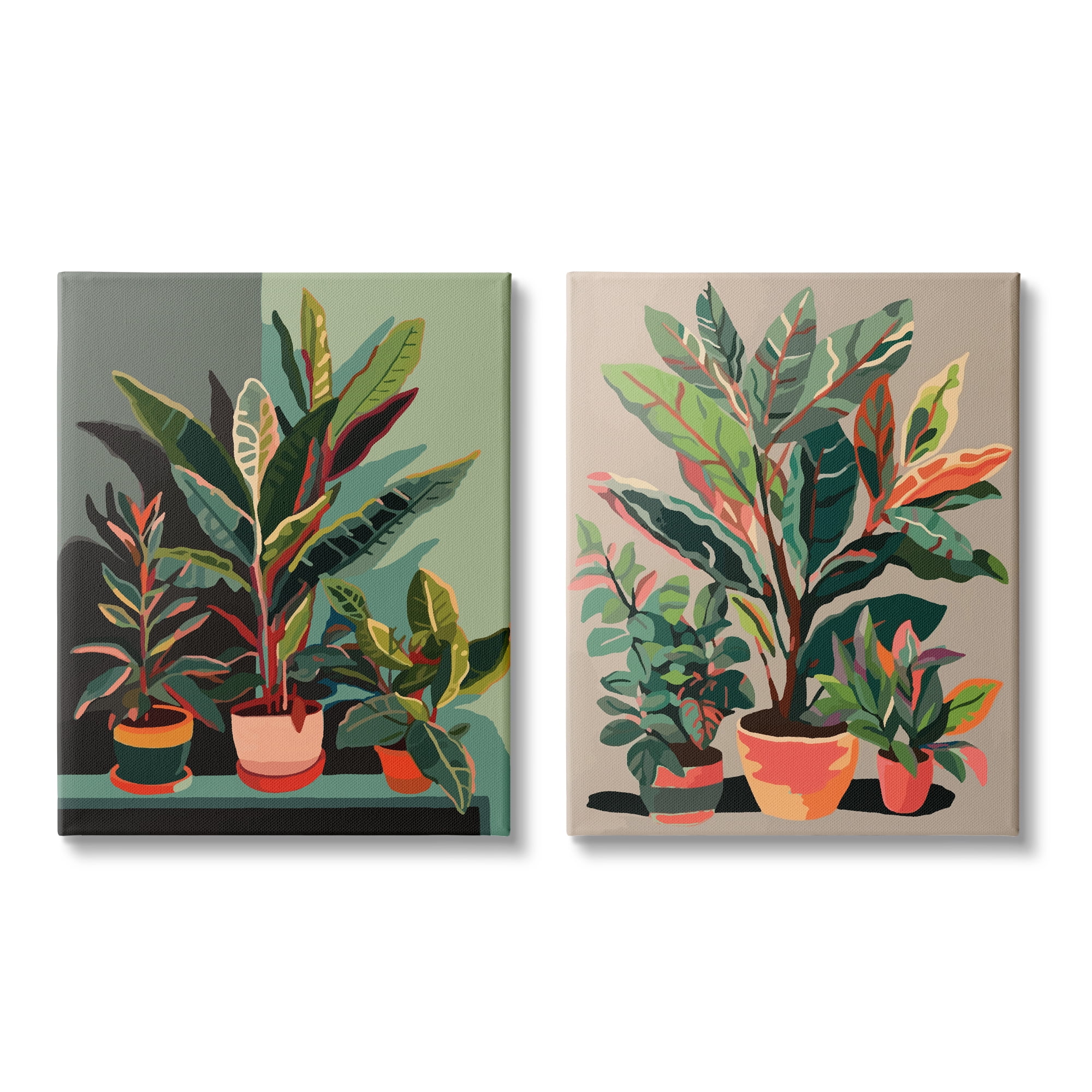 Stupell Industries Various House Plants Botanical & Floral Painting Gallery Wrapped Canvas Art Print Wall Art, 24 x 30, Set of 2