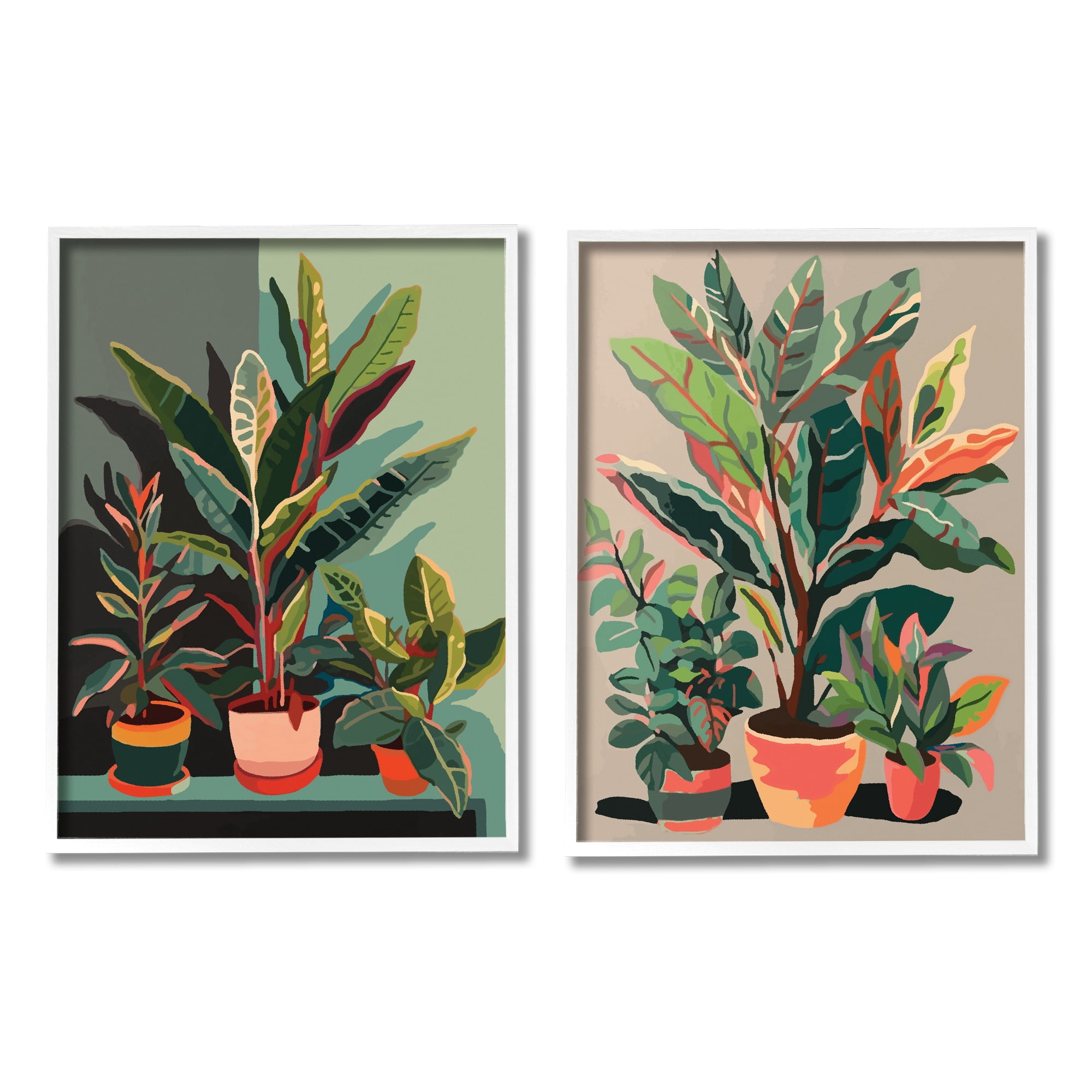 Stupell Industries Various House Plants Botanical & Floral Painting White Framed Art Print Wall Art, 24 x 30