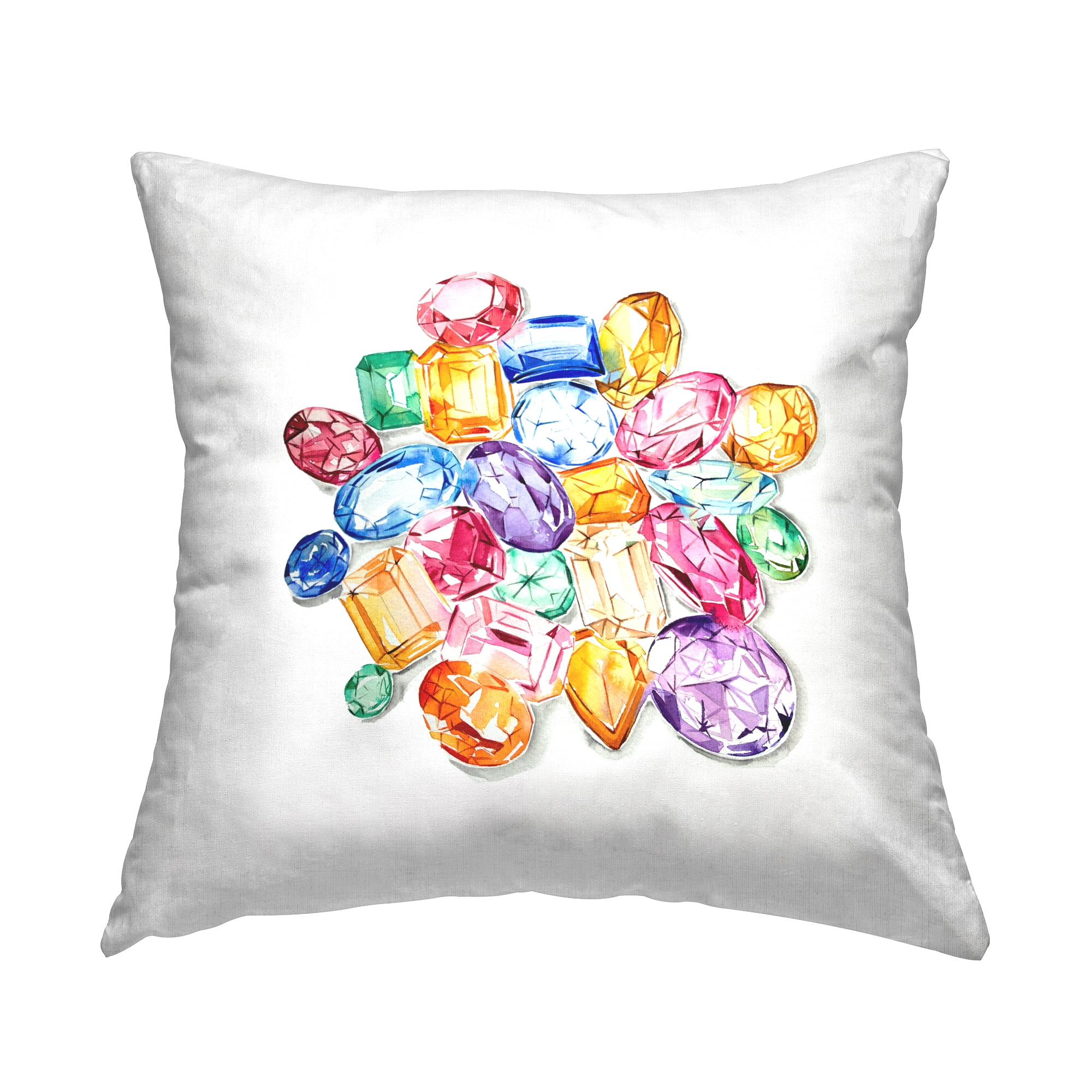 Stupell Industries Various Jewels Gemstones Square Decorative Printed Throw Pillow, 18 x 18