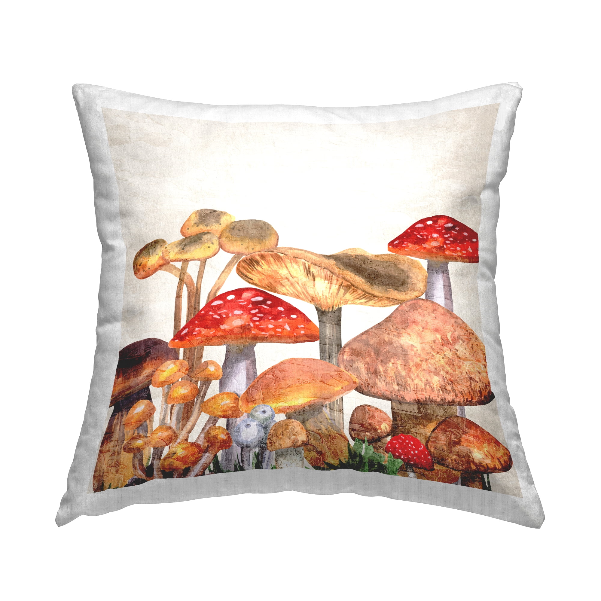 Stupell Industries Various Mushroom Plants Square Decorative Printed Throw Pillow, 18 x 18