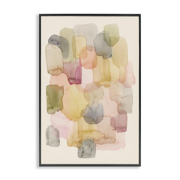 Stupell Industries Various Paint Blobs Abstract Painting Black Framed Art Print Wall Art, 12 x 18