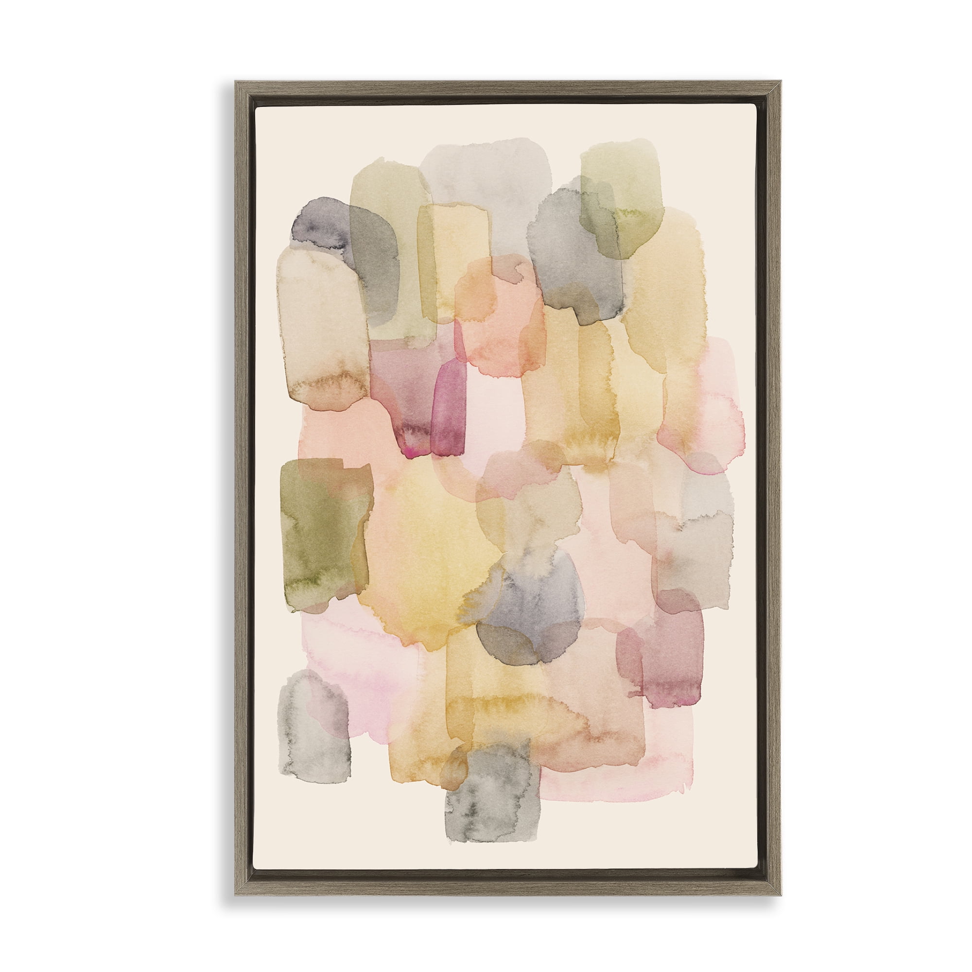 Stupell Industries Various Paint Blobs Abstract Painting Brown Floater Framed Canvas Art Print Wall Art, 21 x 31