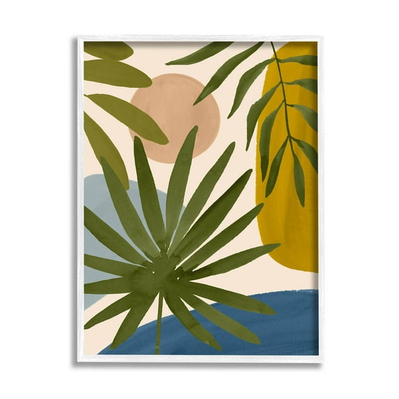 Stupell Industries Various Palm Leaves Geometric Graphic Art White Framed Art Print Wall Art, Design by Victoria Barnes