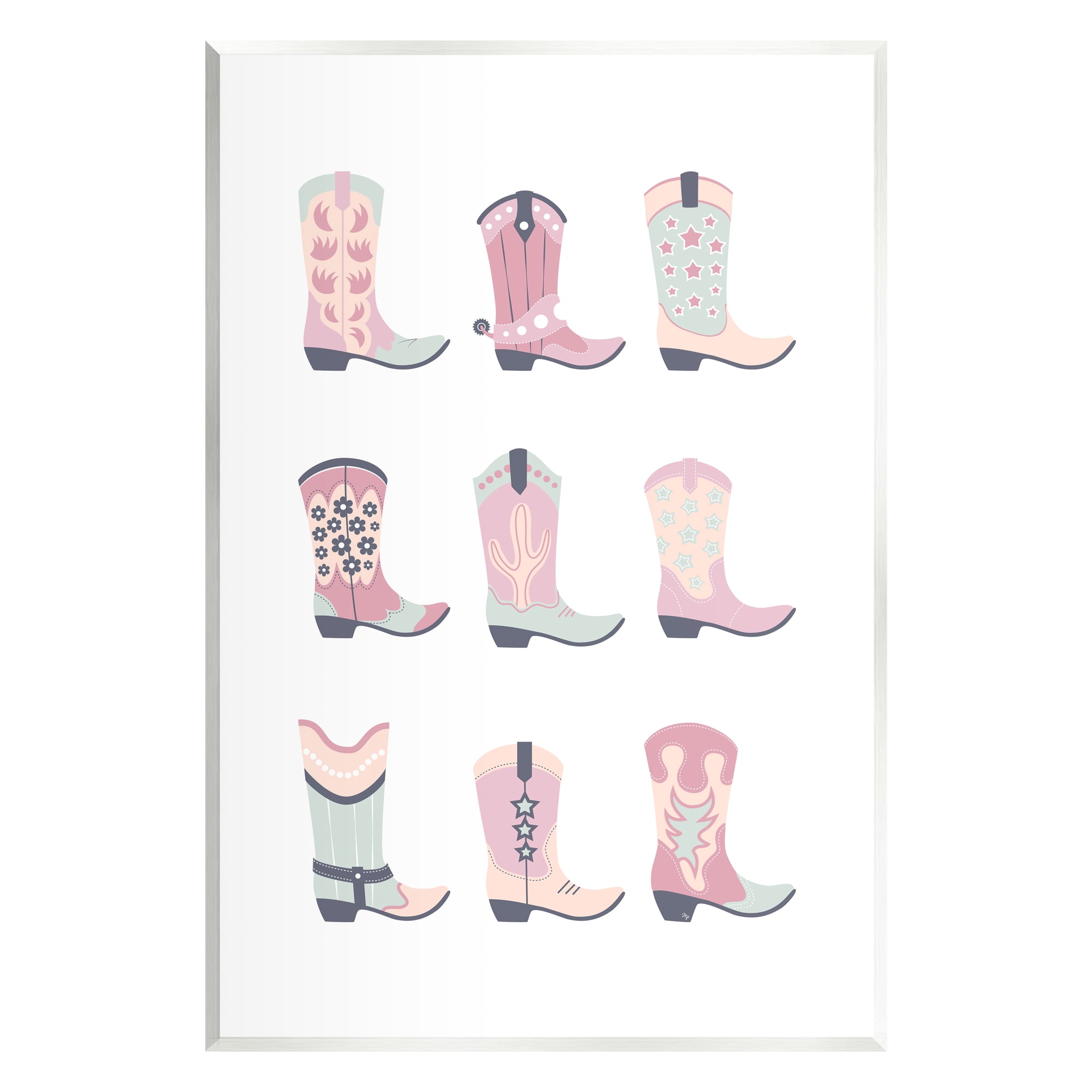 Stupell Industries Various Pastel Cowgirl Boots Beauty & Fashion Painting Unframed Art Print Wall Art, 13 x 19