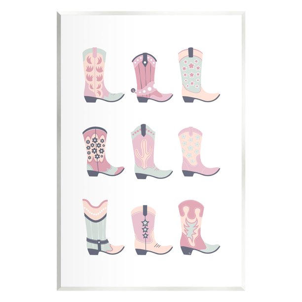 Stupell Industries Various Pastel Cowgirl Boots Beauty Fashion