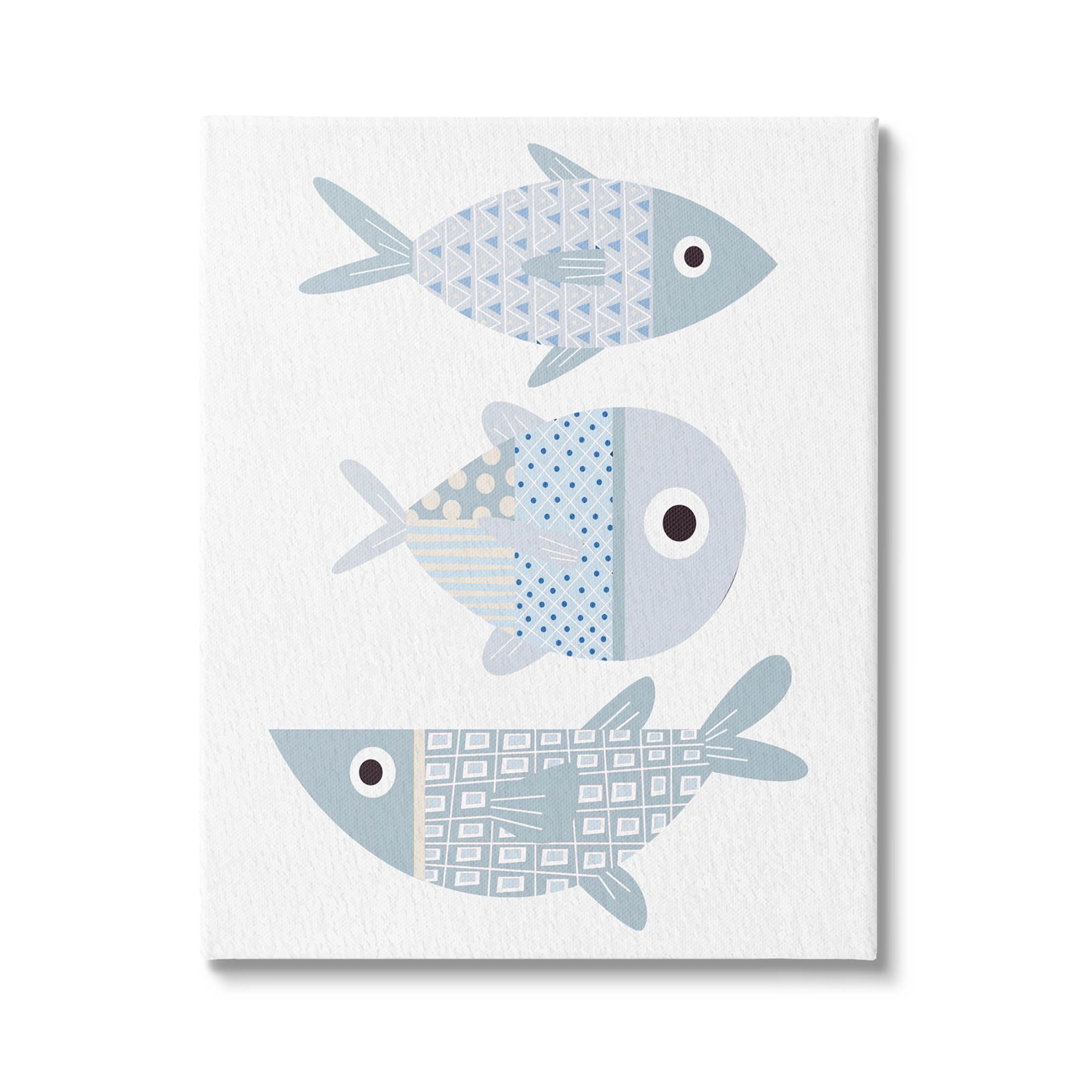 Stupell Industries Various Patterned Aquatic Fish Design Graphic Art Gallery Wrapped Canvas Print Wall Art, Design by Kim Allen