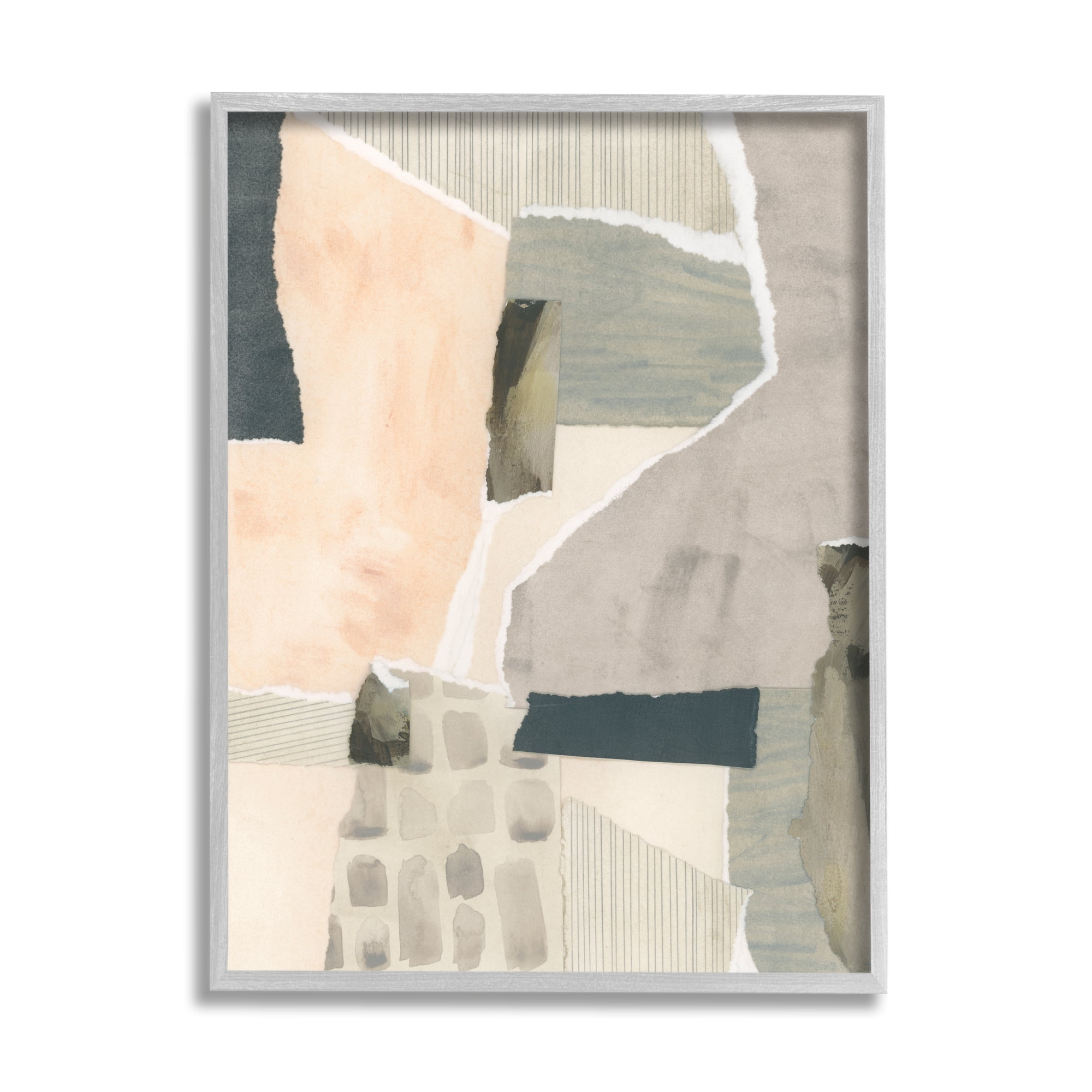 Stupell Industries Various Patterns Collage Abstract Painting Gray Framed Art Print Wall Art, 24 x 30