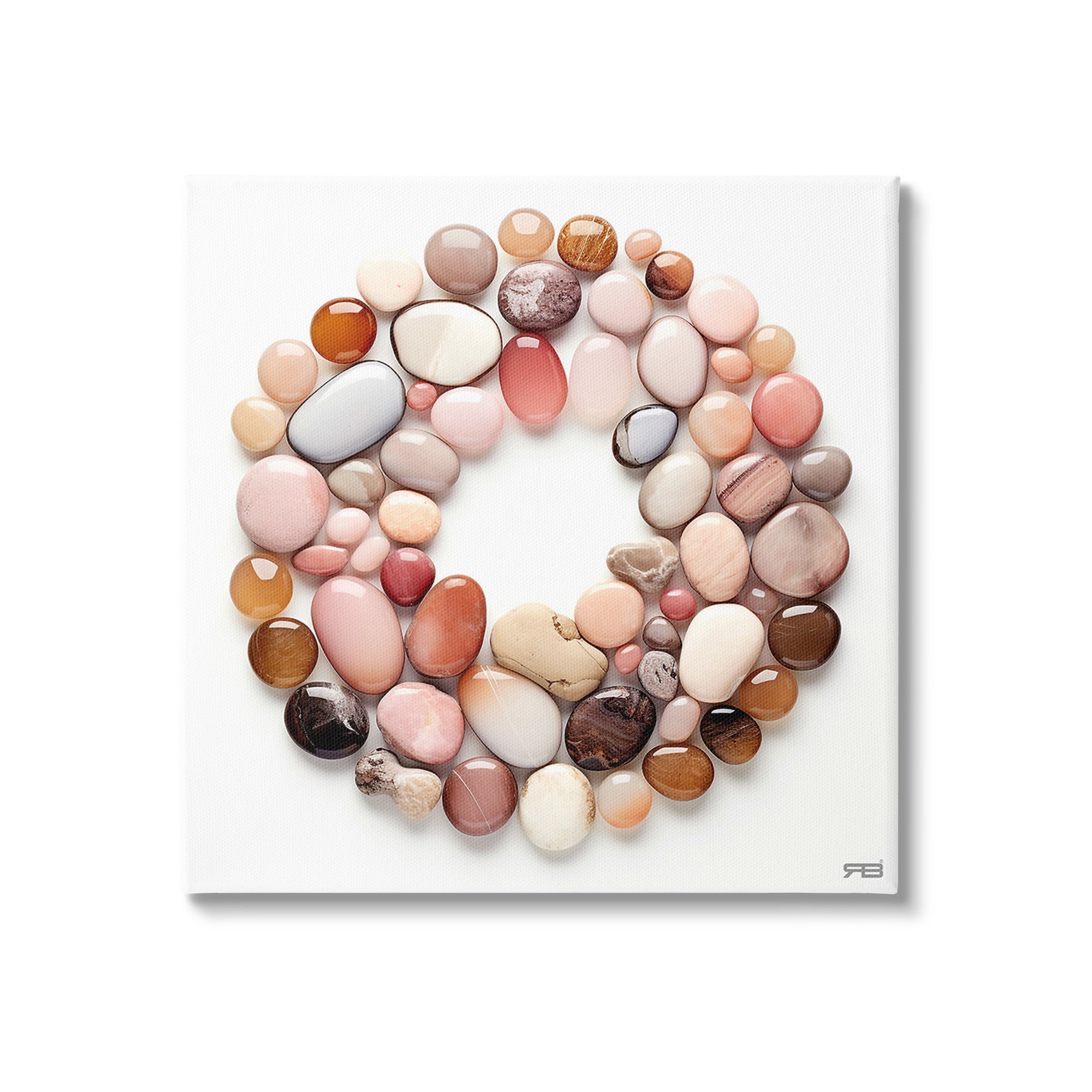 Stupell Industries Various Pebbles in Circle Landscape Painting Gallery Wrapped Canvas Art Print Wall Art, 17 x 17