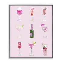 Stupell Industries Various Pink Drinks Food & Beverage Painting Black Framed Art Print Wall Art, 11 x 14