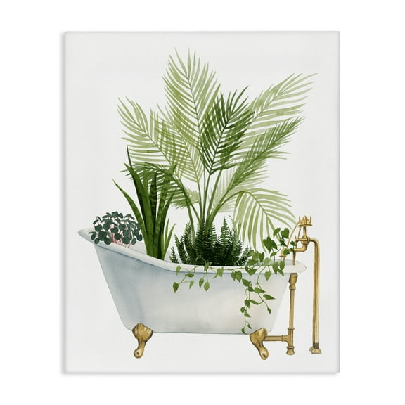 Various Plants Greenery Vintage Tub Canvas Art, 36 x 48, Made In USA