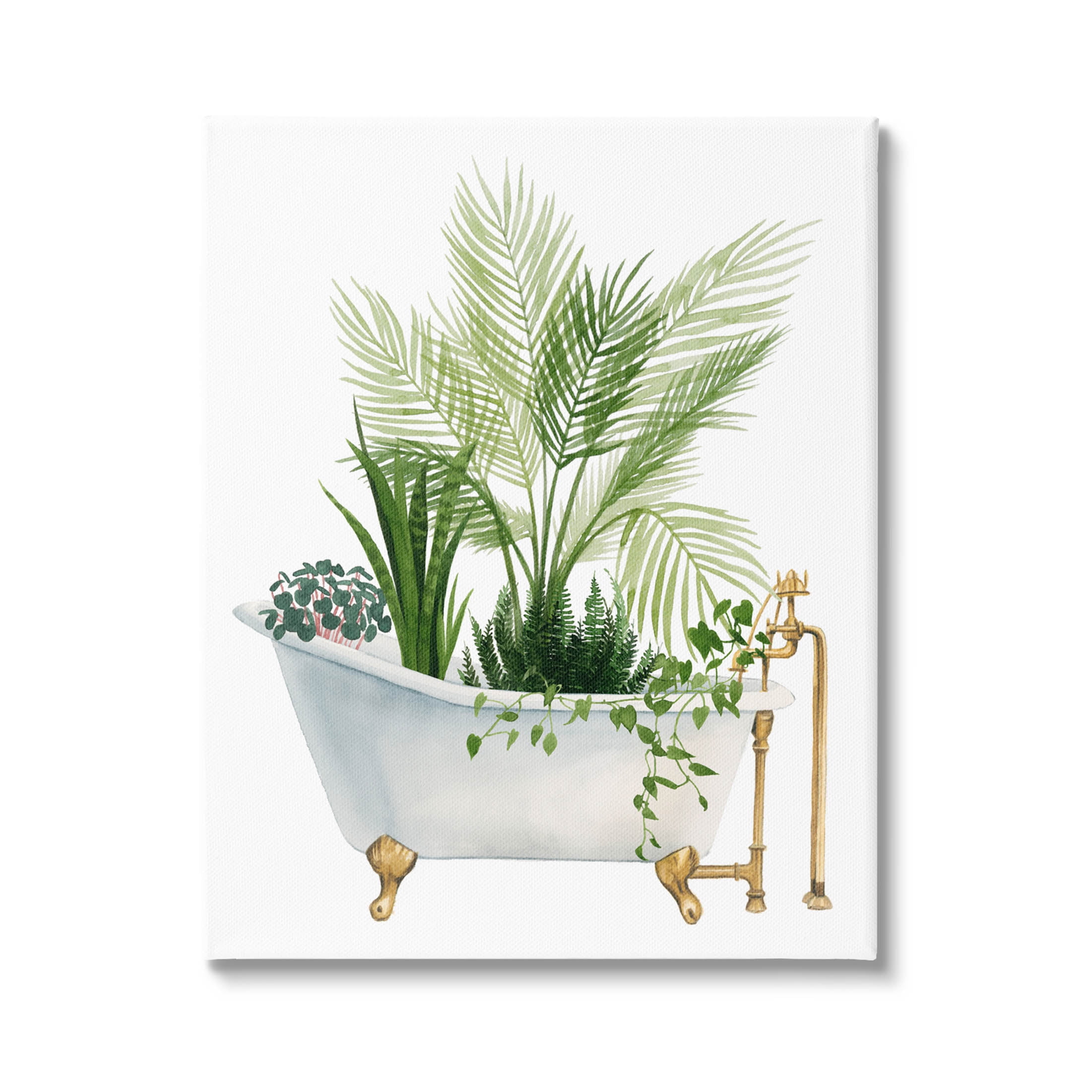 Greenery in Vintage Tub Abstract Canvas Wall Art