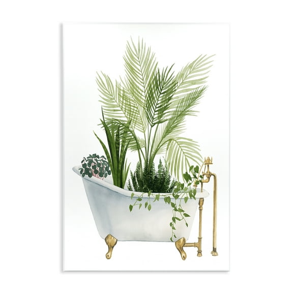 Various Plants Greenery Vintage Tub Wall Plaque Art, 13 x 19, Made In USA