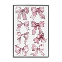 Stupell Industries Various Ribbons in Pink Fashion Painting Black Framed Art Print Wall Art, 12 x 18