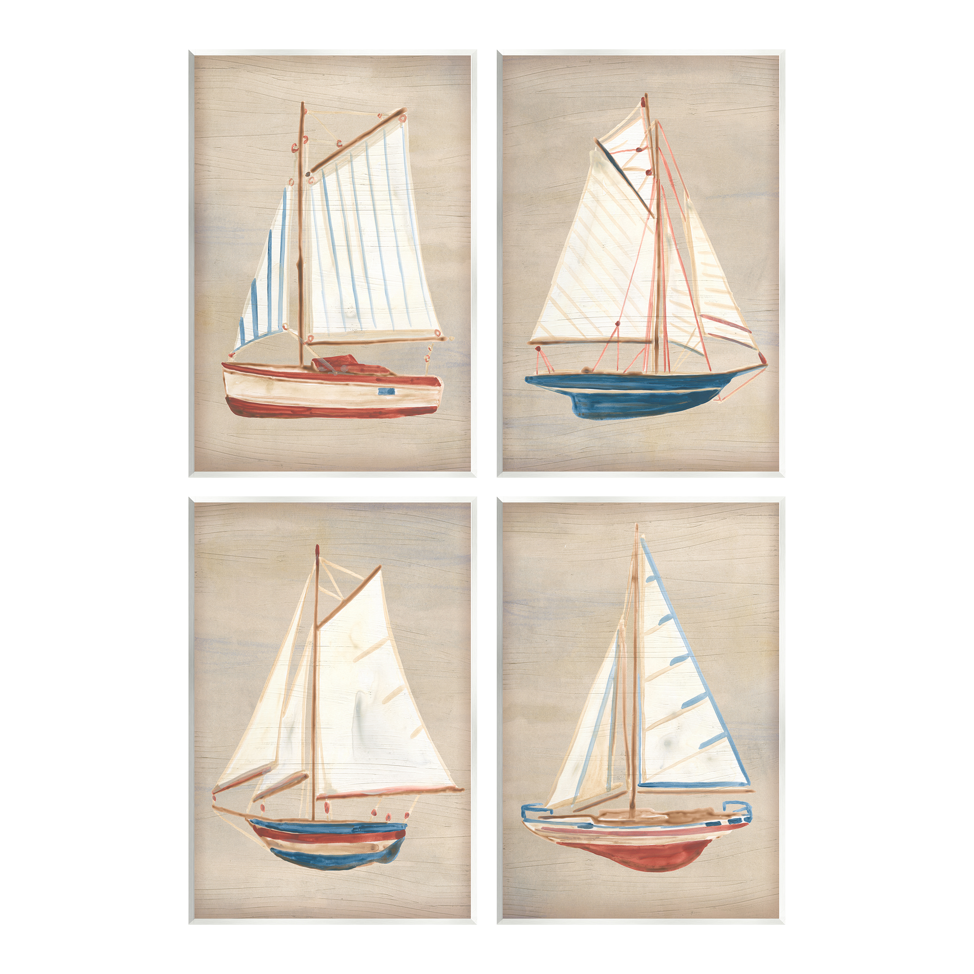 Stupell Industries Various Rustic Boats Transportation Painting Unframed Art Print Wall Art, 10 x 15