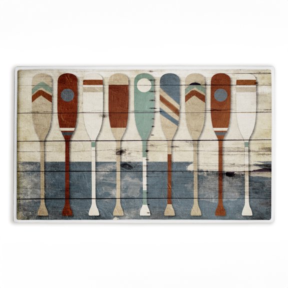 Stupell Industries Various Rustic Oars Patterns Printed Plush Bath Mat and Bath Rug, design by Milli Villa, 18"x30"
