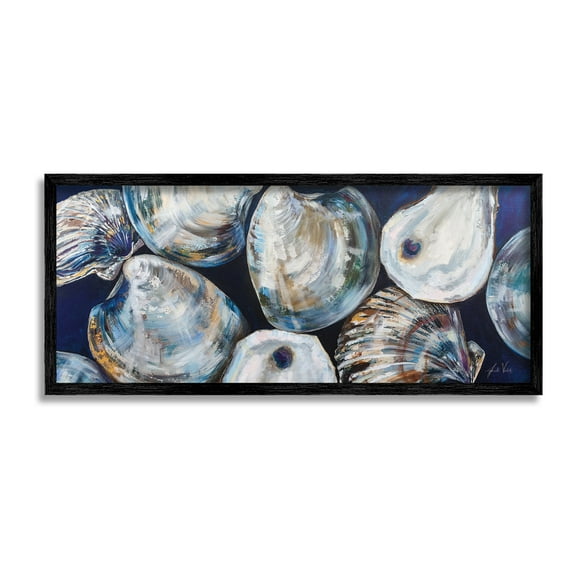 Stupell Industries Various Sea Clams Animals & Insects Painting Black Framed Art Print Wall Art, 24 x 10