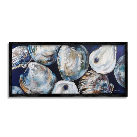 Stupell Industries Various Sea Clams Animals & Insects Painting Black Framed Art Print Wall Art, 30 x 13
