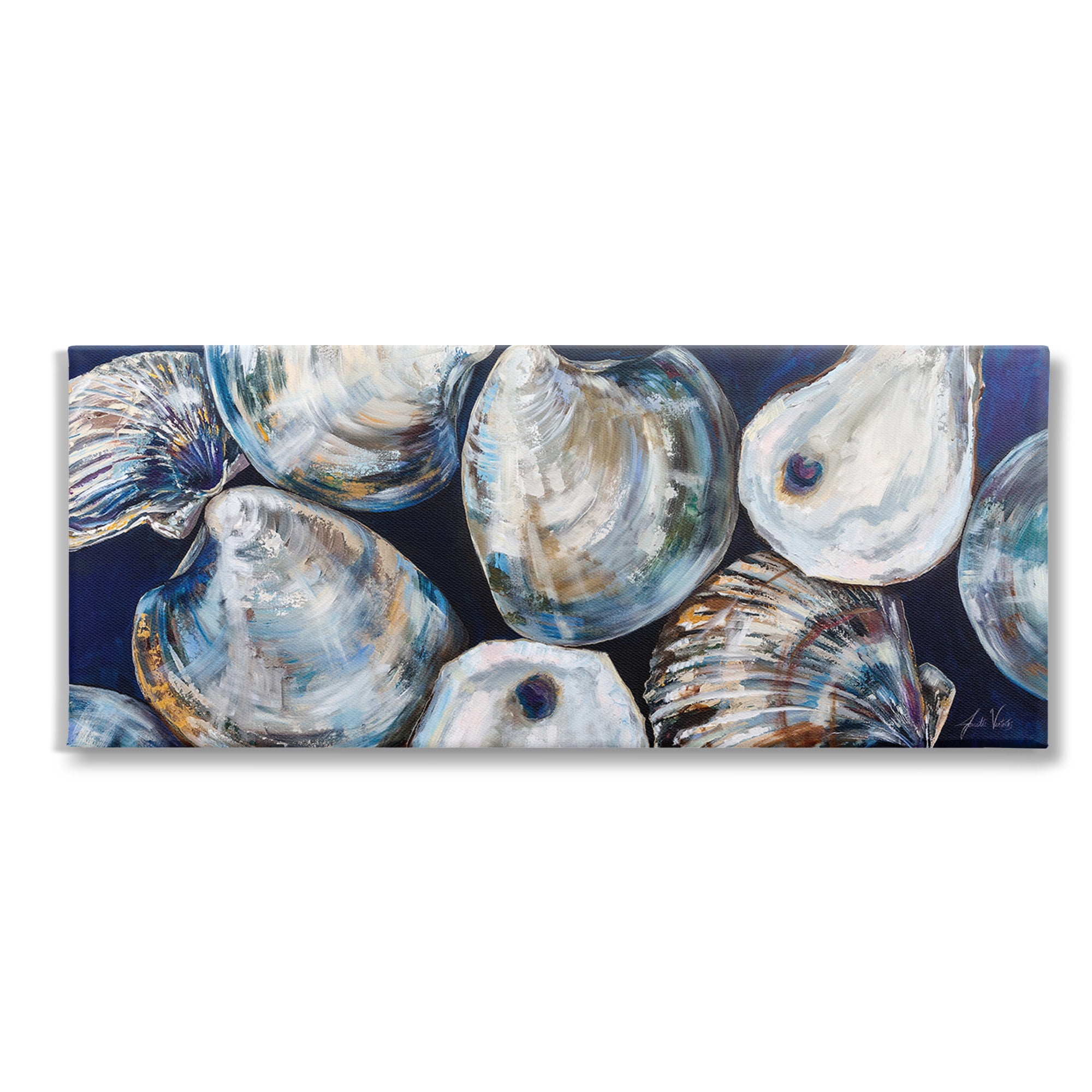 Stupell Industries Various Sea Clams Animals & Insects Painting Gallery Wrapped Canvas Art Print Wall Art, 40 x 17