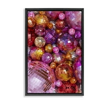 Stupell Industries Various Size Disco Balls Performing Arts Painting Black Floater Framed Art Print Wall Art, 17 x 25