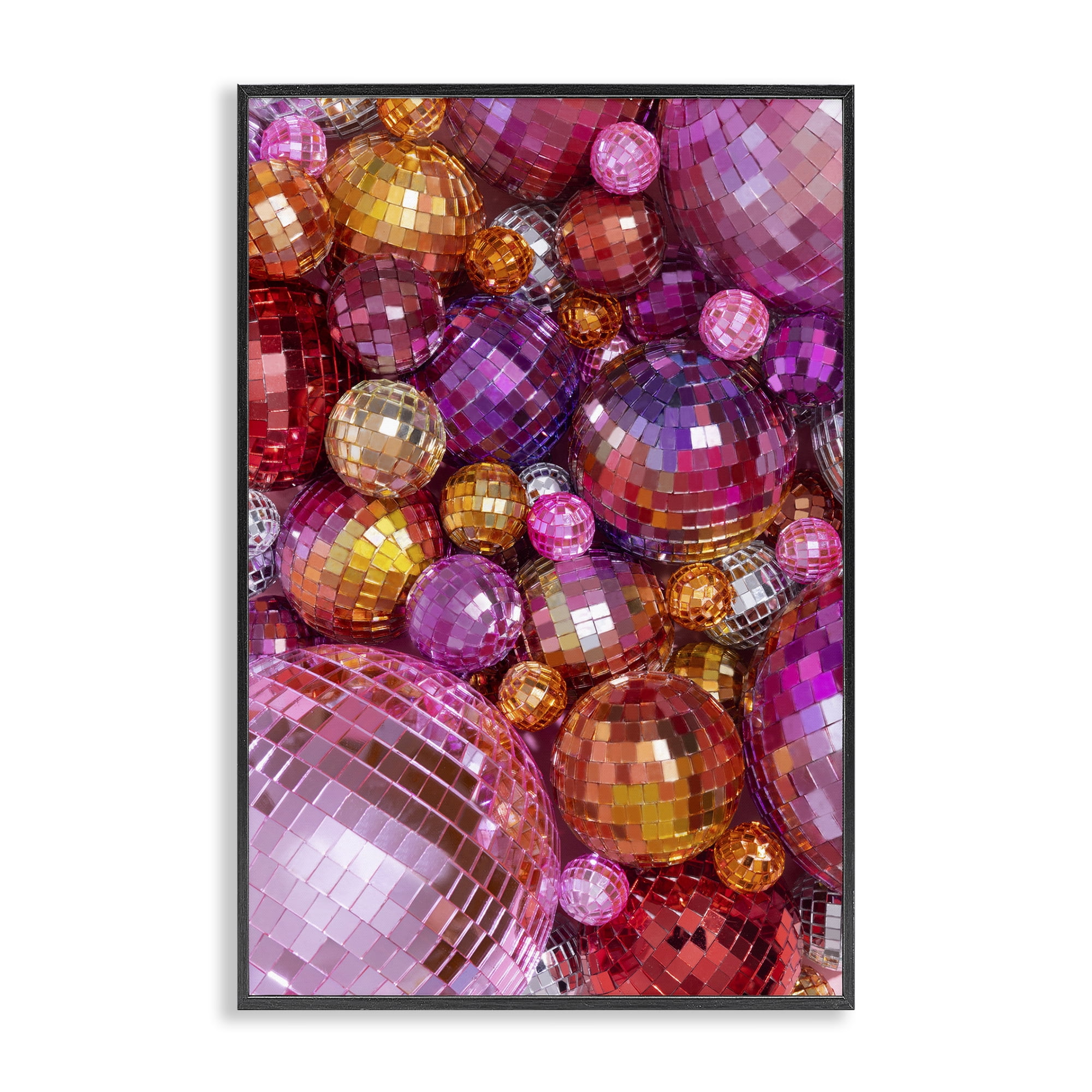 Stupell Industries Various Size Disco Balls Performing Arts Painting Black Framed Art Print Wall Art, 12 x 18