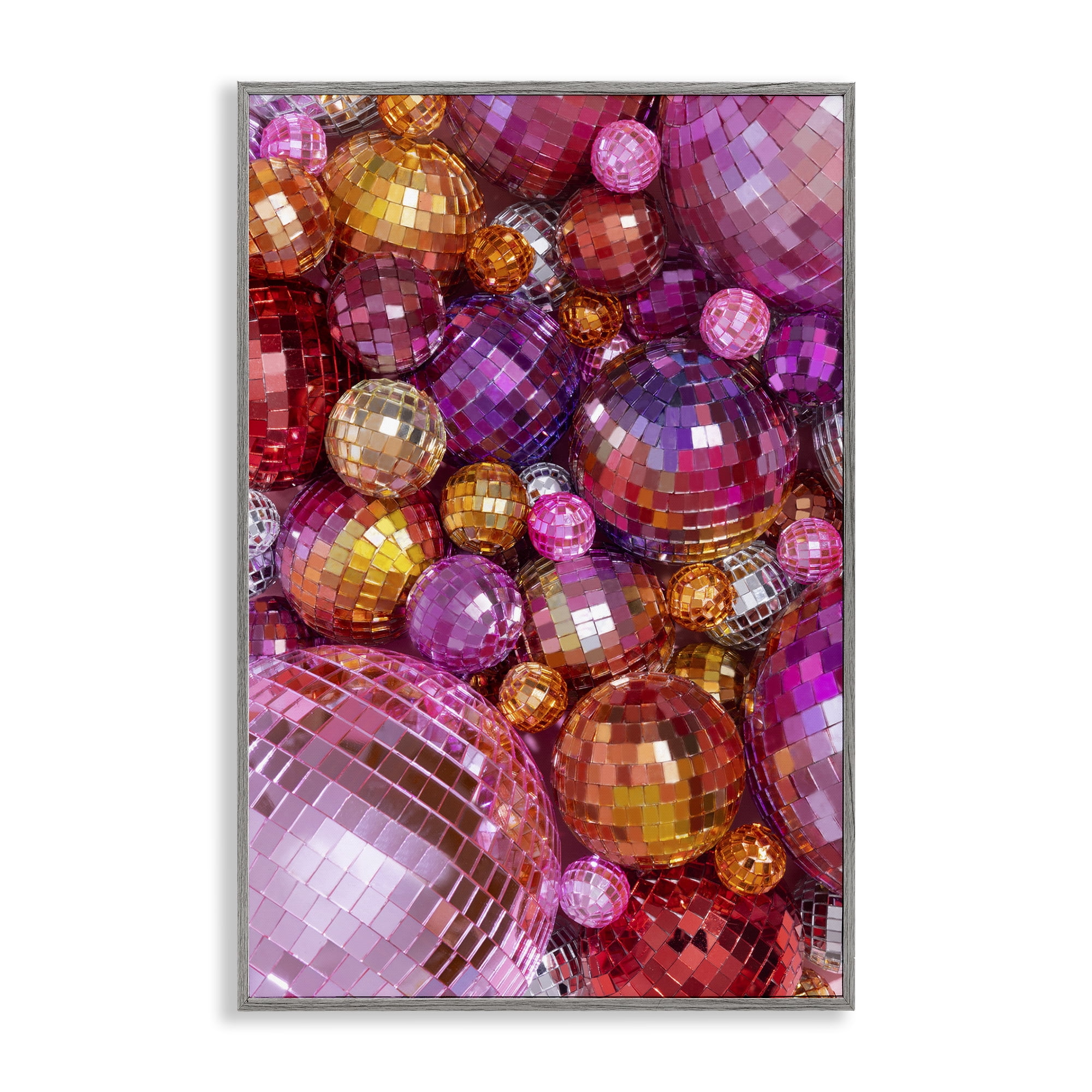 Stupell Industries Various Size Disco Balls Performing Arts Painting Gray Framed Art Print Wall Art, 20 x 30
